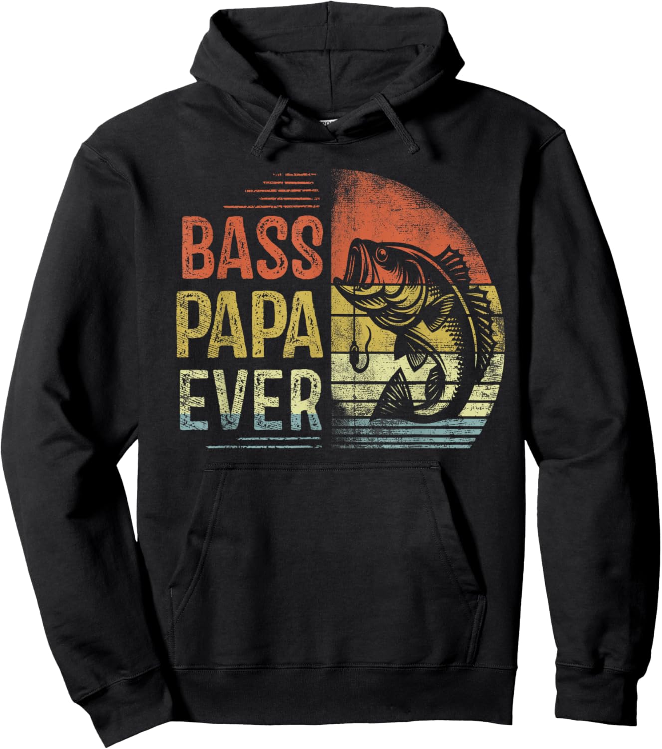 Bass Papa Ever Fishing Gifts Papa Birthday Vintage Hoodie - Hoodie | Black