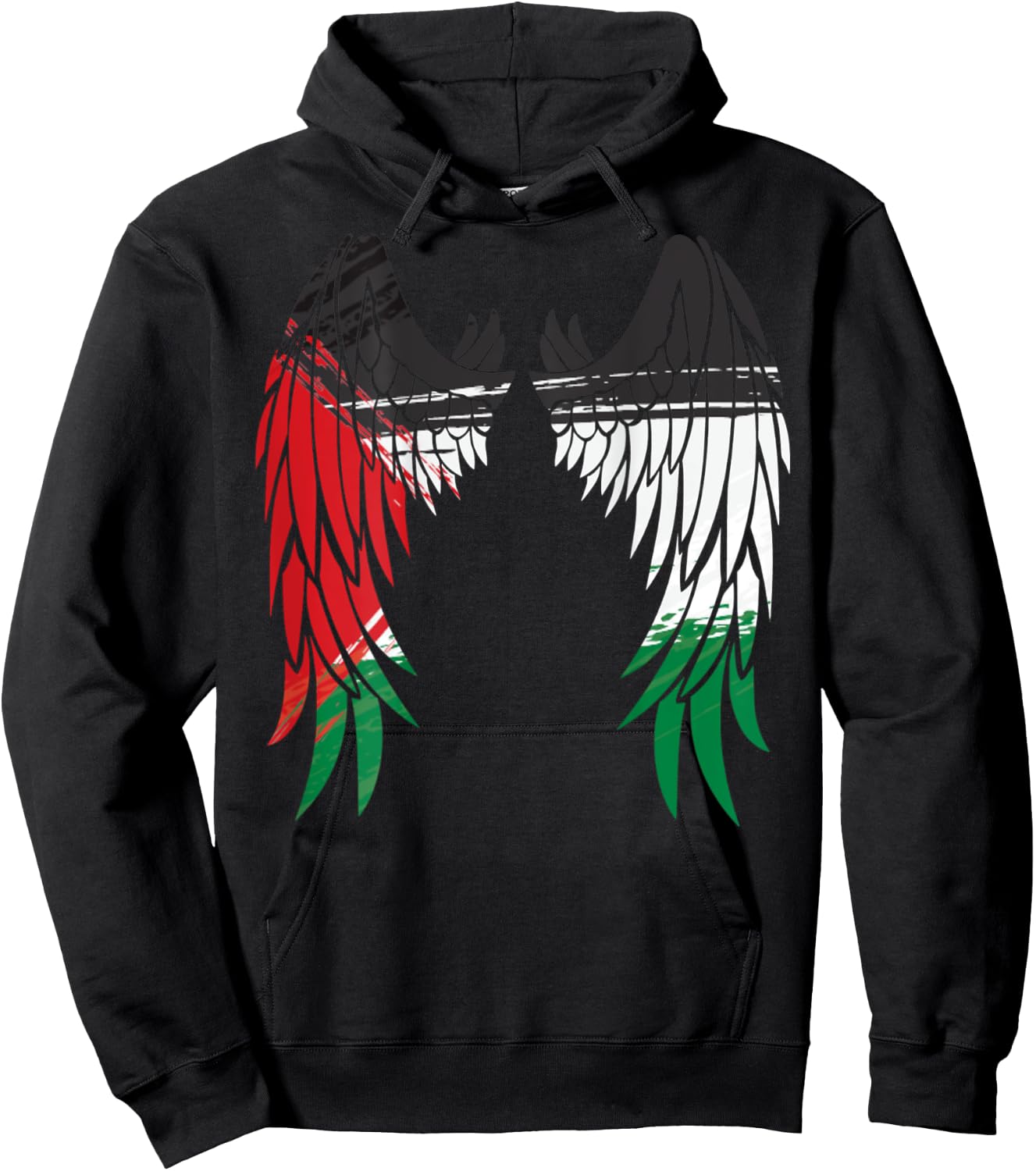 Palestine Flag Dad On Back Side Palestinian Angel Kids Wings Hoodie - Hoodie | Black
