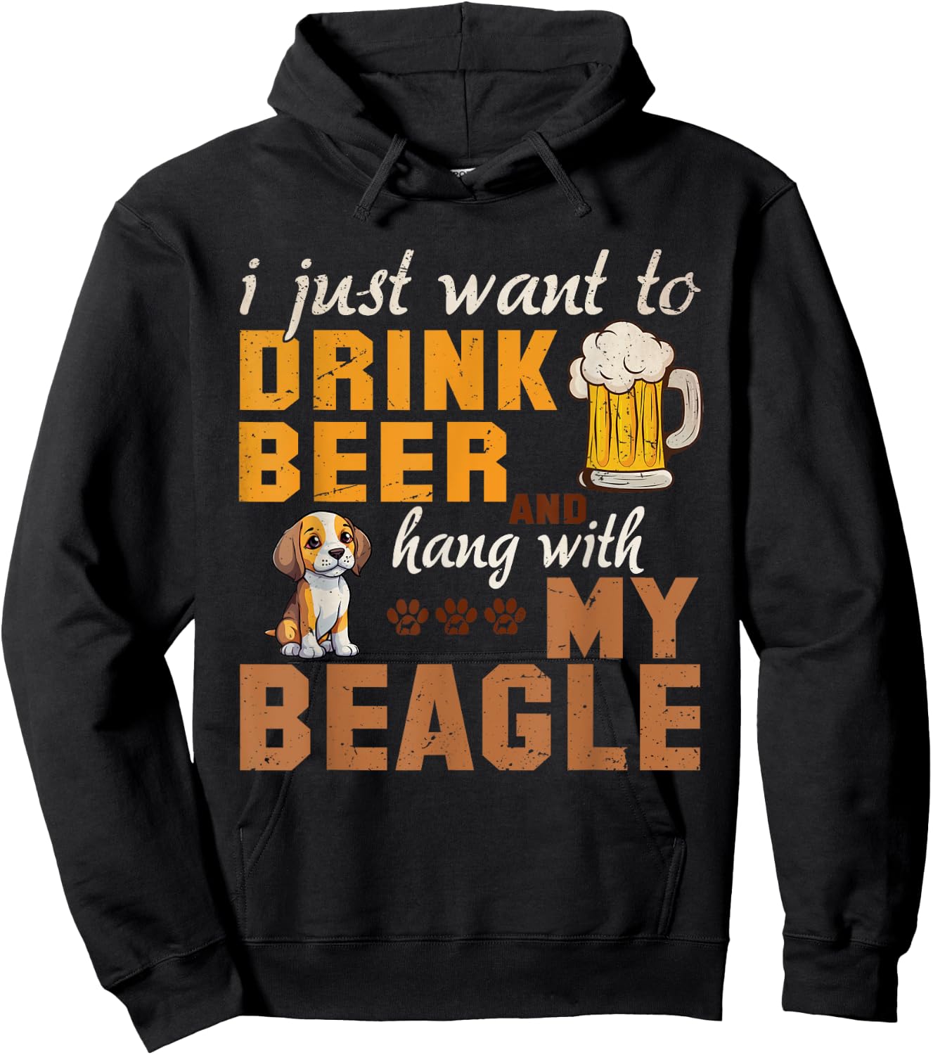 Beagle Dad Funny Father's Day Dog Lover Beer Daddy Cute Men Women Hoodie - Hoodie | Black