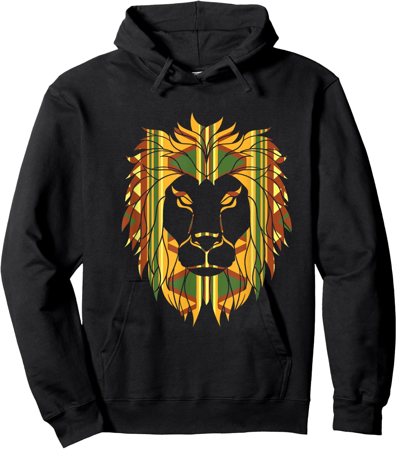 Melanin King Kente Lion African Hoodie - Hoodie | Black