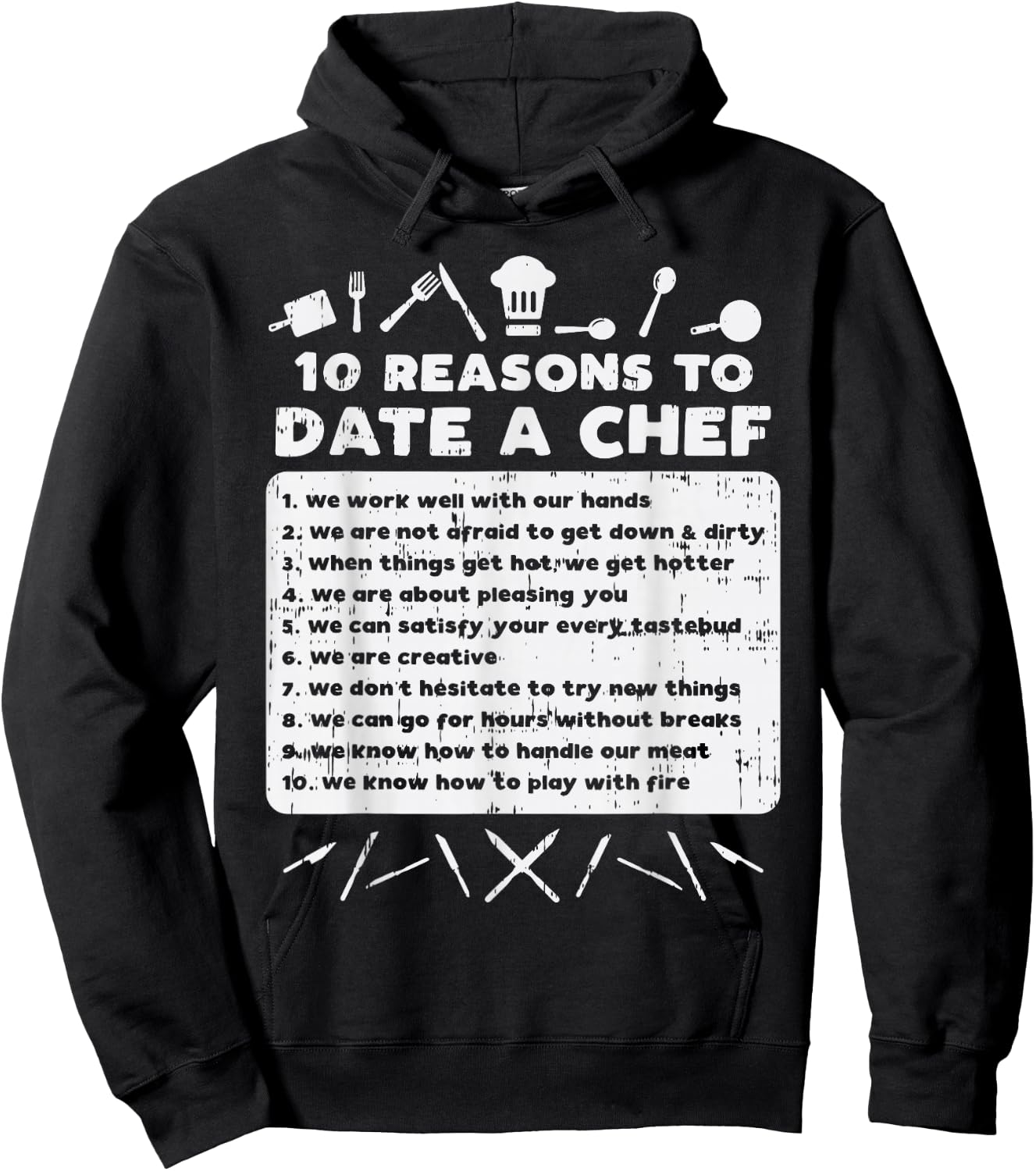 10 Reasons To Date A Chef Funny Dating Cook Men Women Gift Hoodie - Hoodie | Black