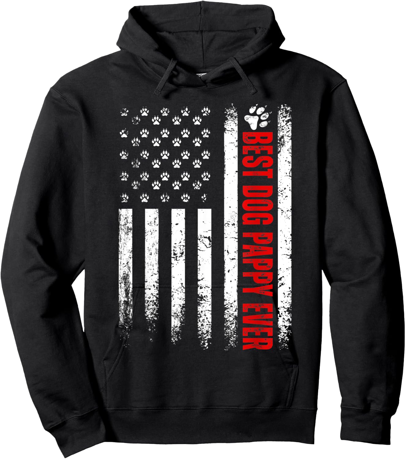 Best Dog Pappy Ever American Flag Family Father's Day Hoodie - Hoodie | Black