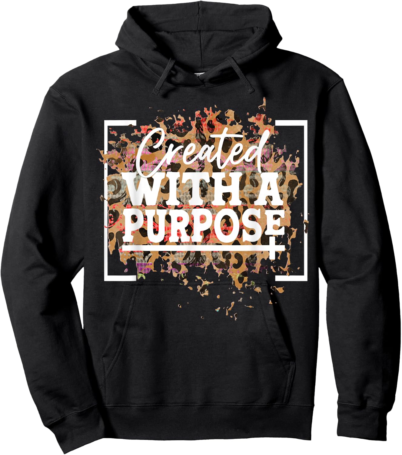 Created With A Purpose Leopard Print Christian Hoodie - Hoodie | Black