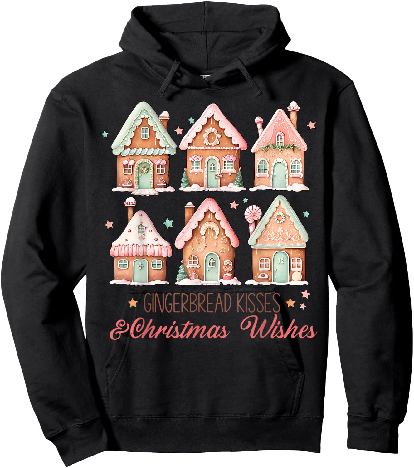 Gingerbread Kisses and Christmas Wishes Matching Family Hoodie - Hoodie | Black