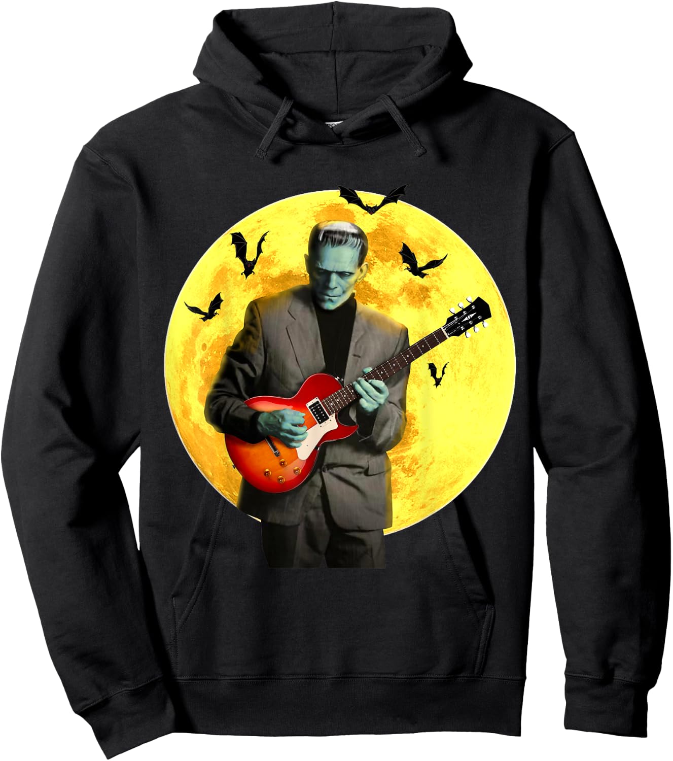 Frankenguitar Frankenstein Plays Electric Guitar Halloween Small Hoodie - Hoodie | Black