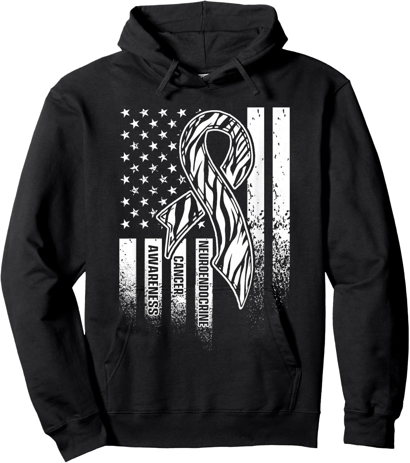 Neuroendocrine Cancer Survivor US Flag Warrior Hoodie - Hoodie | Black
