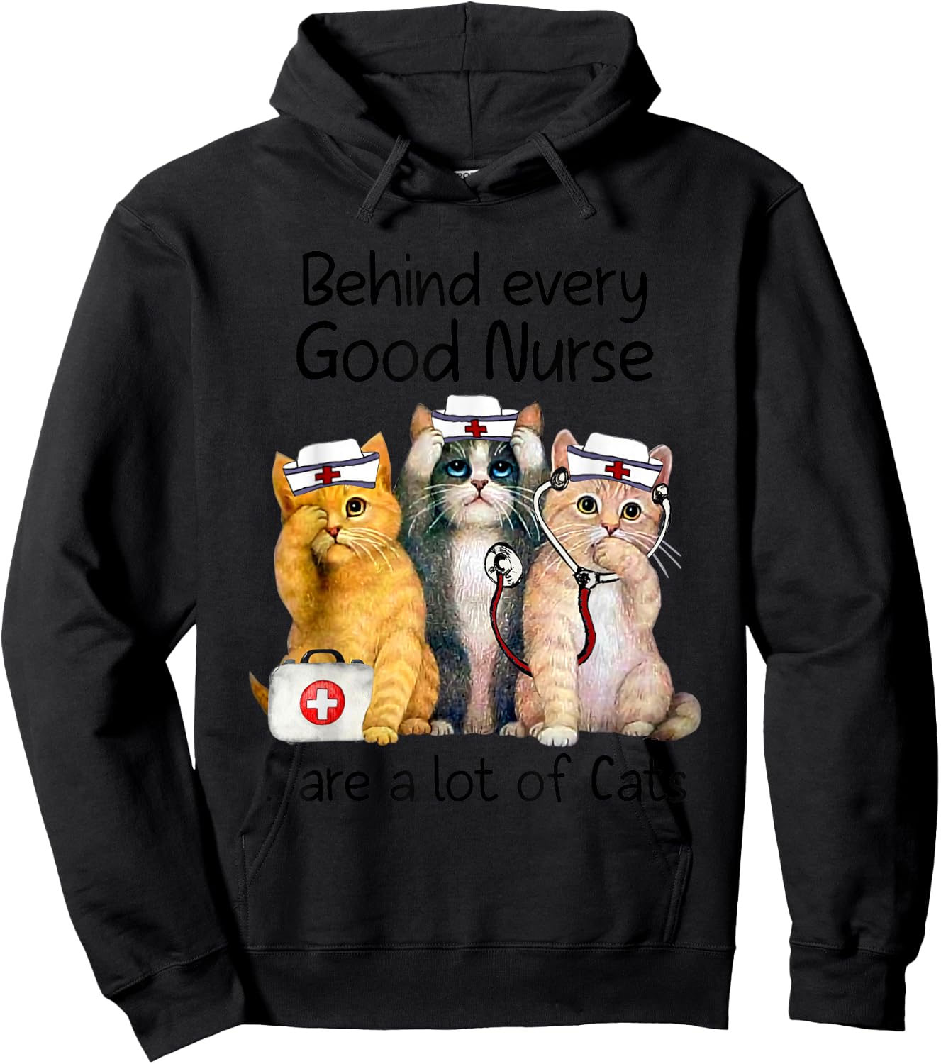 Gift Nurses Nursing Who Love Cats Apparel Hoodie - Hoodie | Black