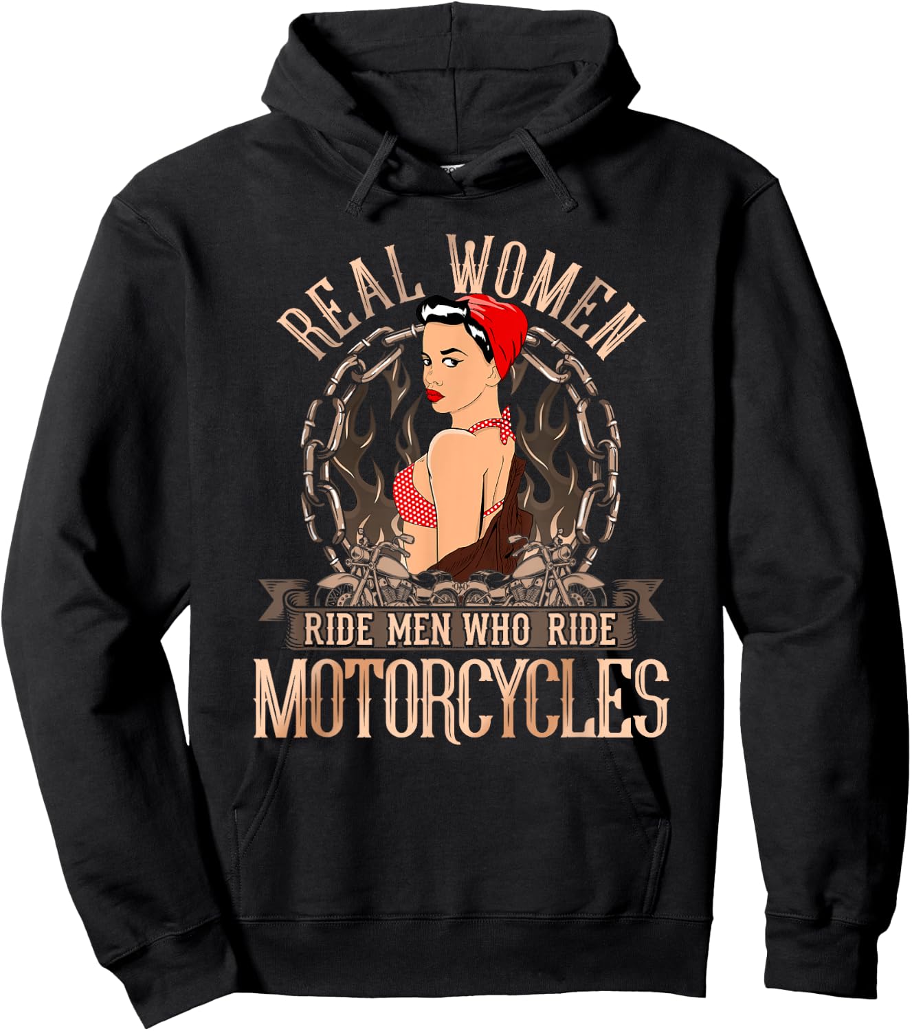 Sexy Real Chick Ride Motorcycles Women Biker Babe Pin Up Hoodie - Hoodie | Black