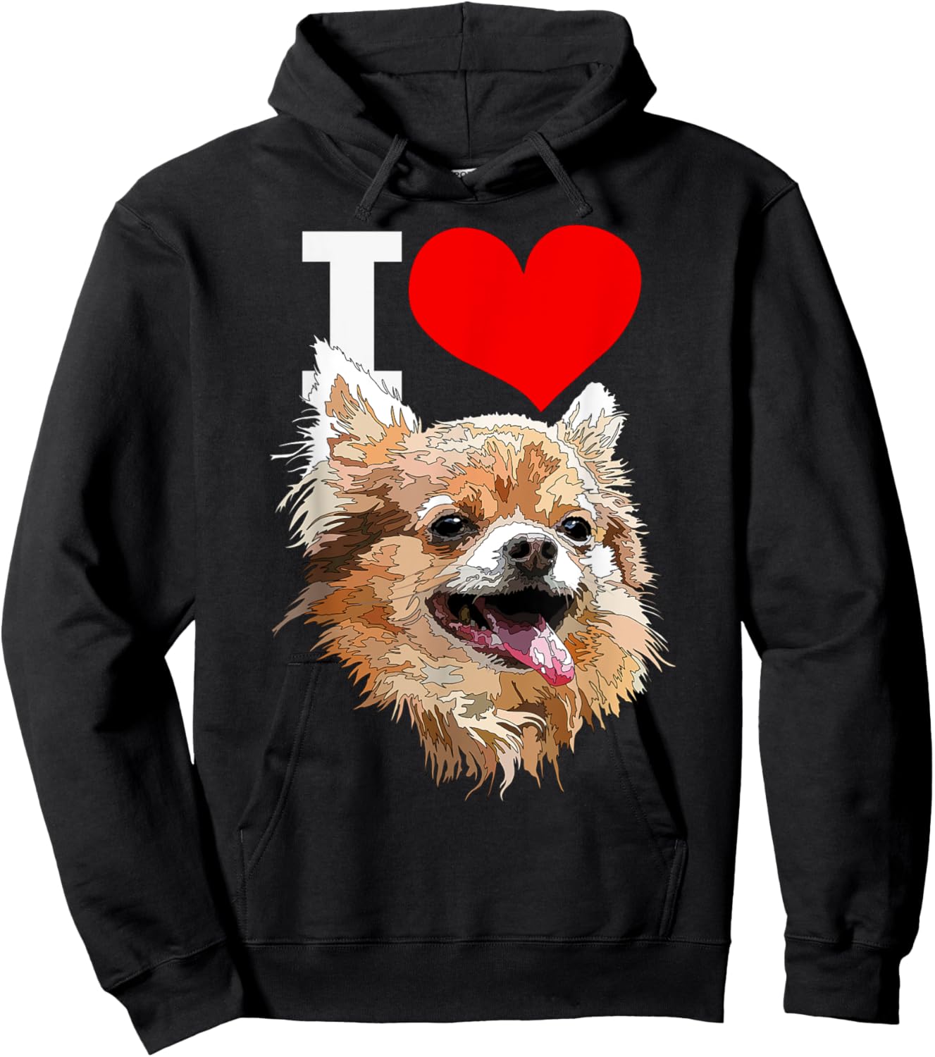 I Love Chihuahua Long Haired Happy Chiwawa Dog Lover Hoodie - Hoodie | Black