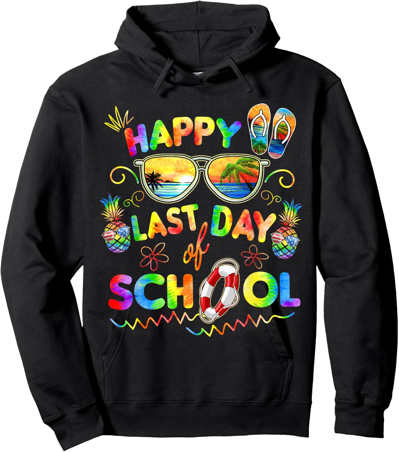 Happy Last Day of School Shirt Teachers End of Year Students Hoodie - Hoodie | Black