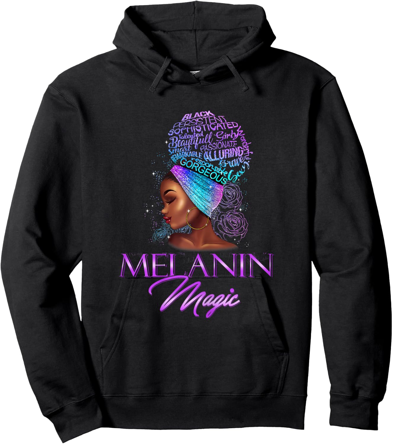 Melanin Magic Purple Black Womans Afro African Girls BLM Hoodie - Hoodie | Black