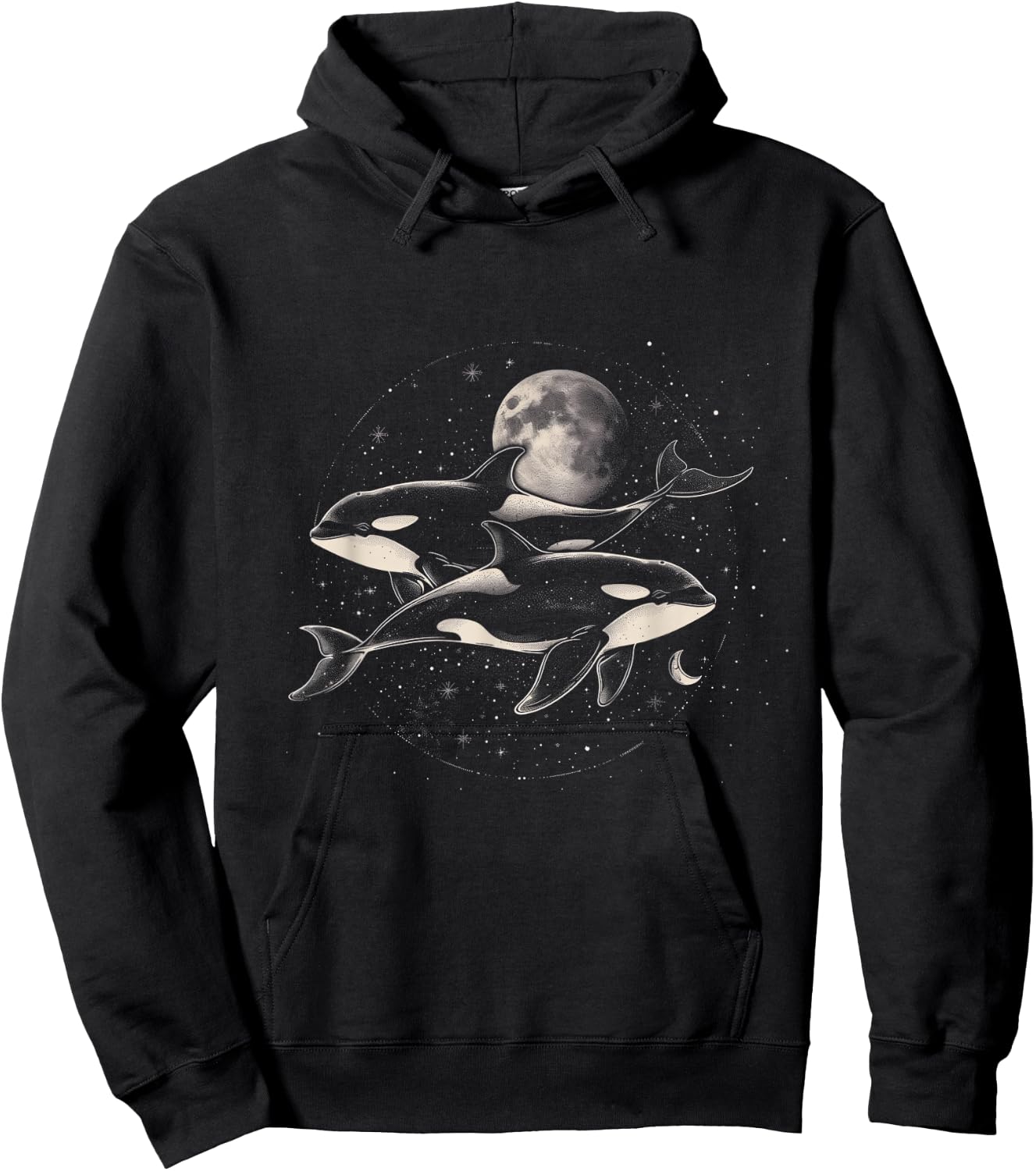Orca In Space Planets Moon Whale Lover Hoodie - Hoodie | Black