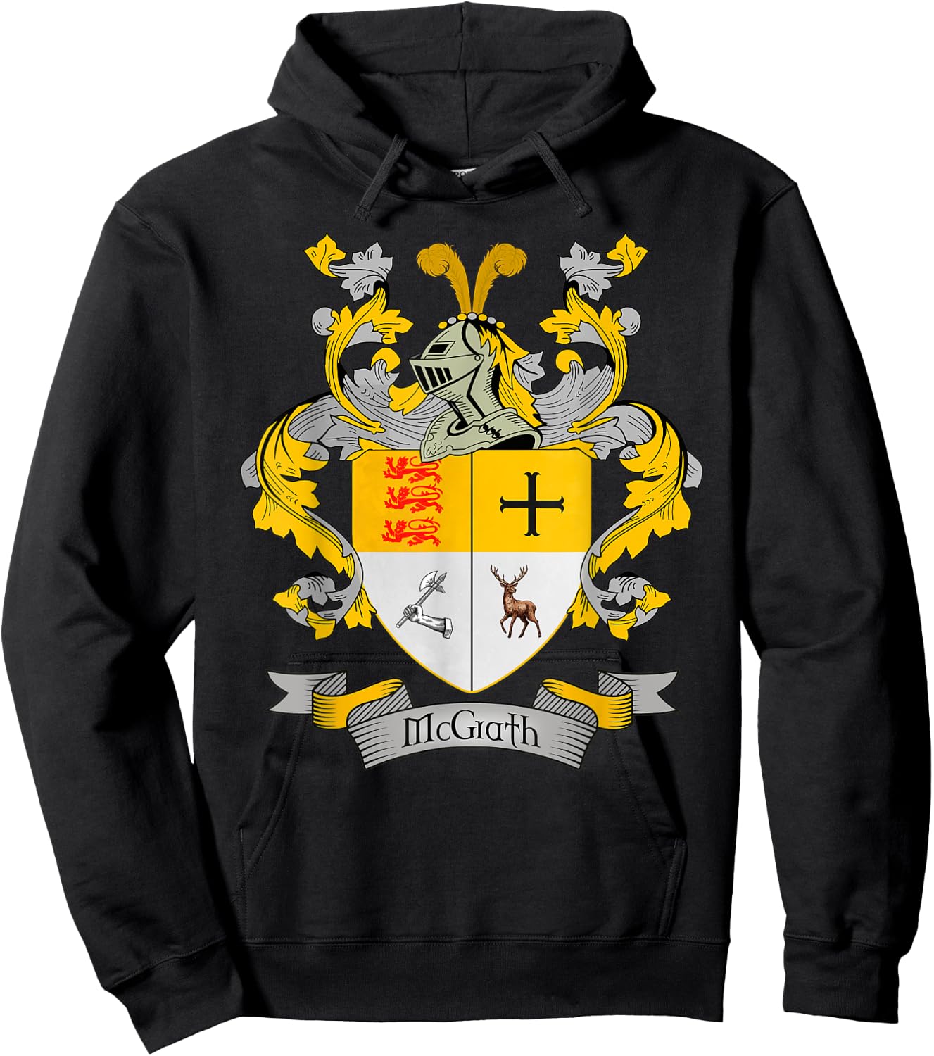 McGrath Coat of Arms | McGrath Surname Family Crest Hoodie - Hoodie | Black