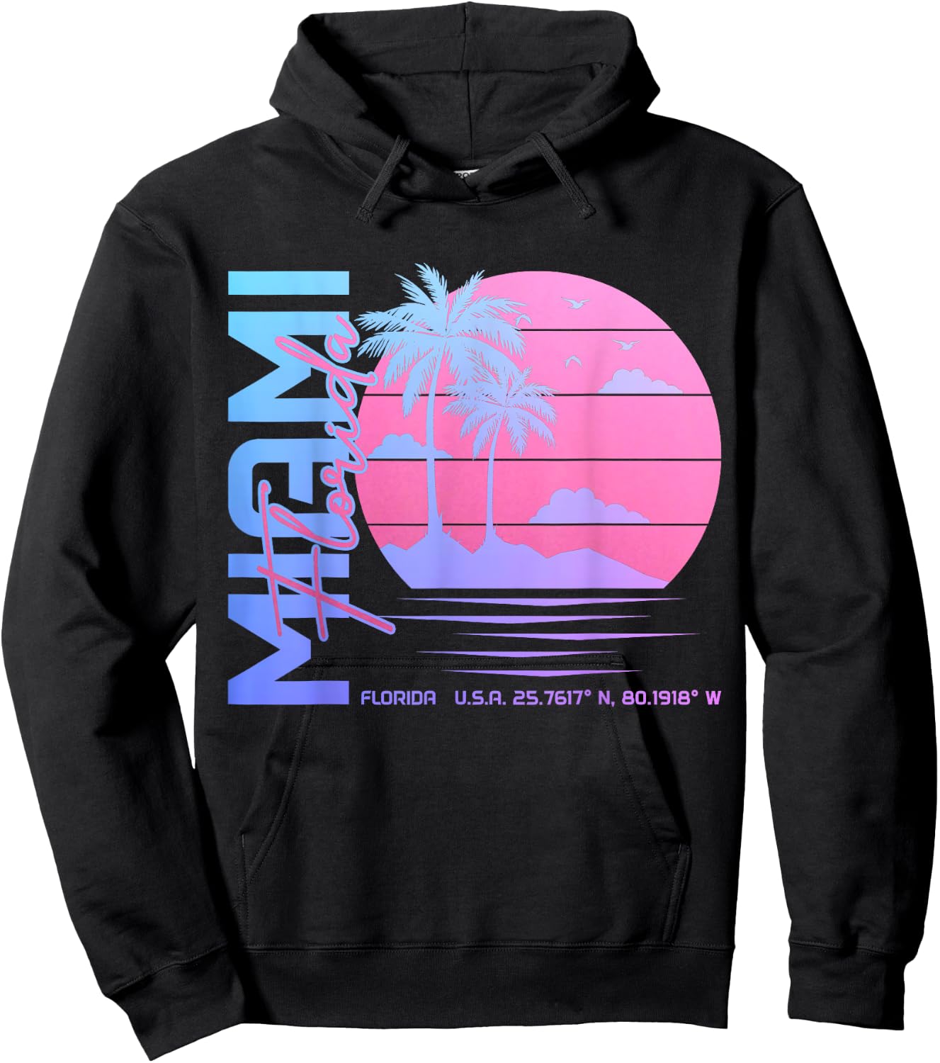 Miami Florida Vintage Retro Pride 305 Area Code Miami FL Hoodie - Hoodie | Black