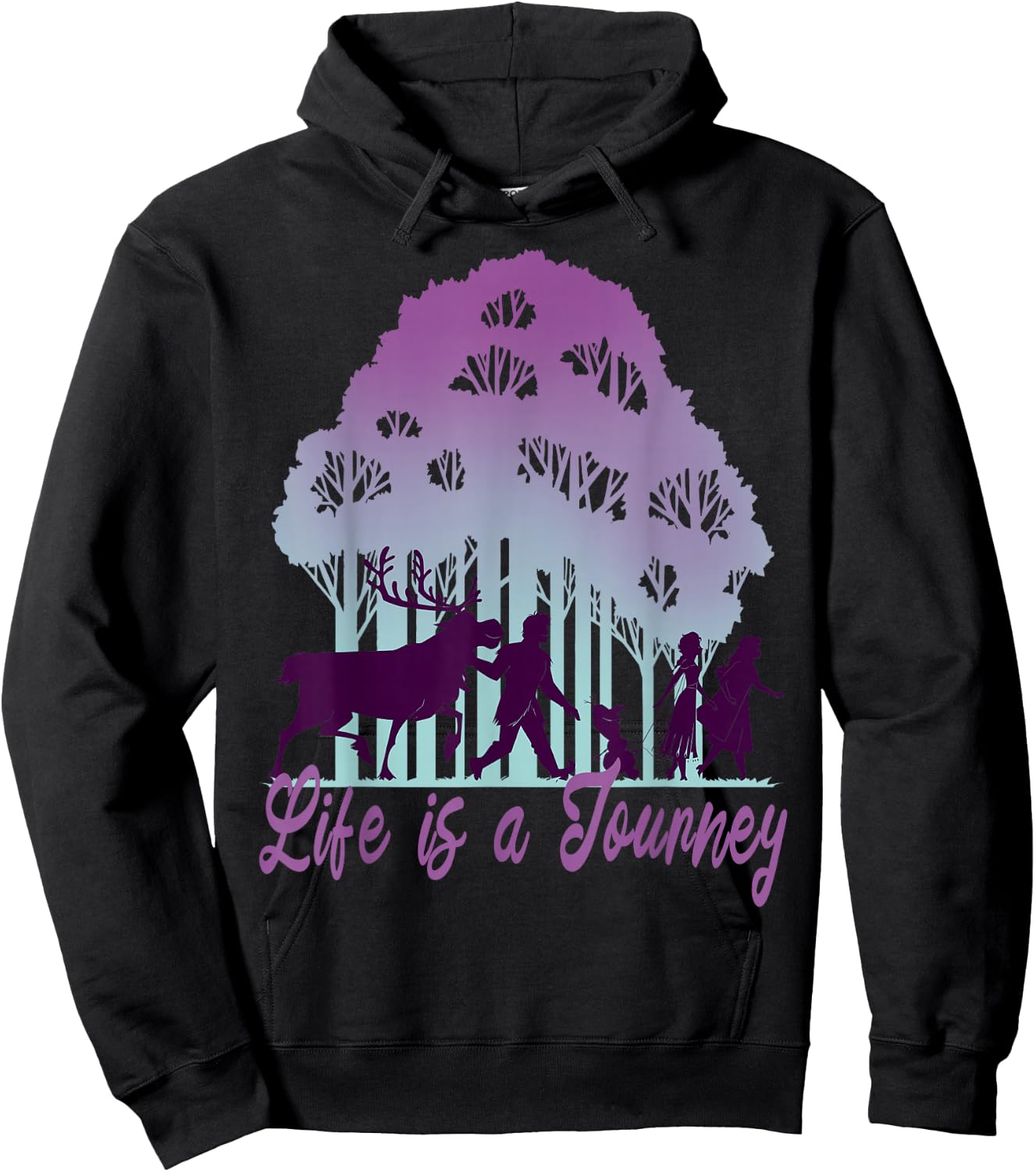 Disney Frozen 2 Life Is A Journey Forest Silhouette Text Hoodie - Hoodie | Black