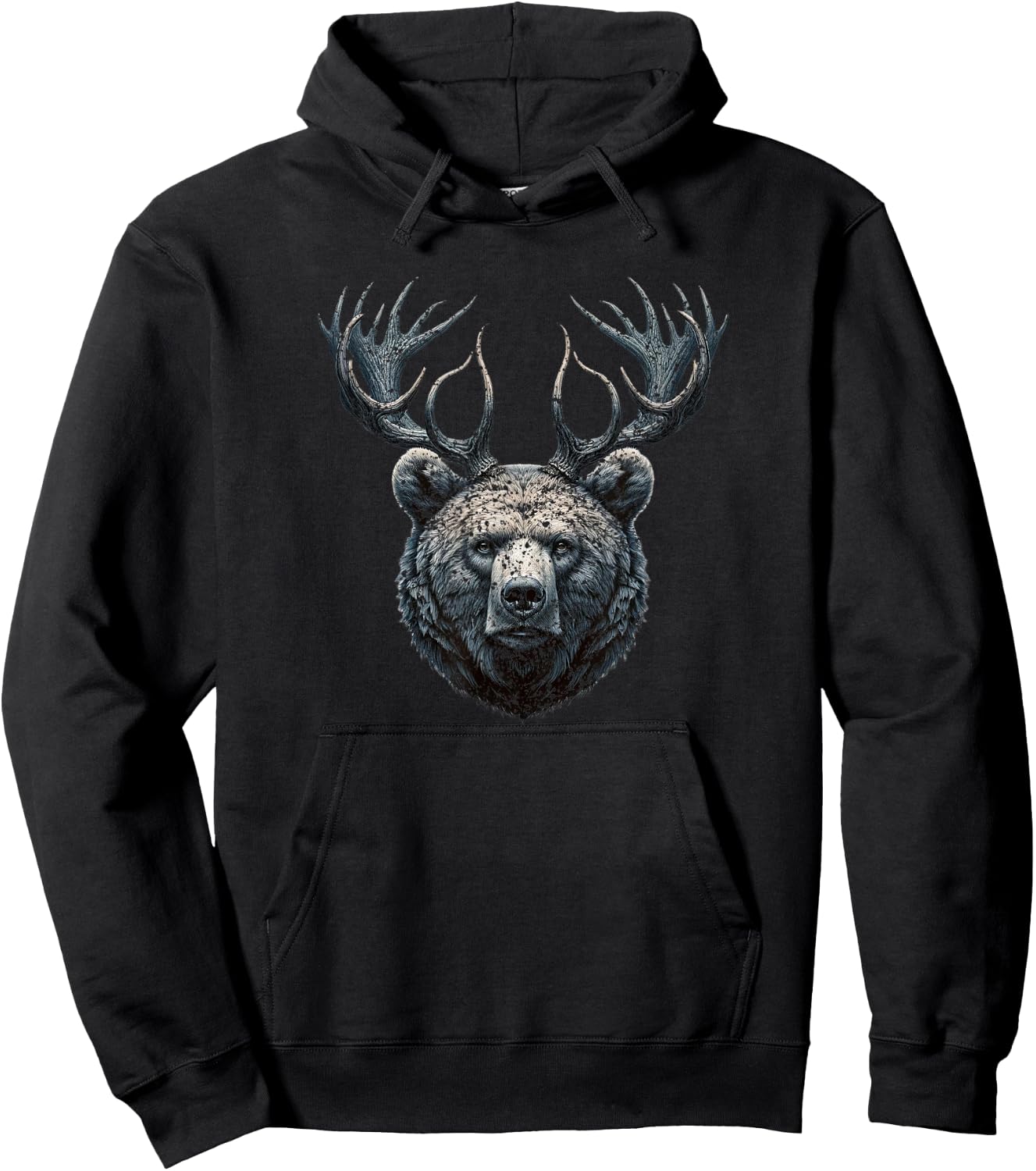 Beer Bear With Antlers Deer Grizzly Bear Beer Hoodie - Hoodie | Black
