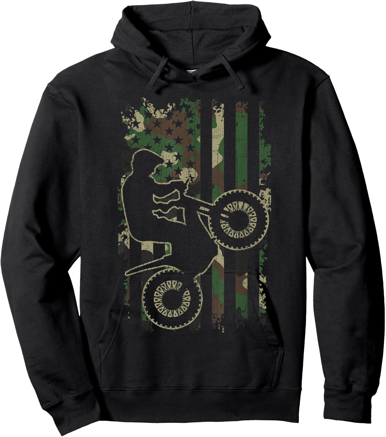 Motorcycle trials biker vintage CAMOUFLAGE USA flag Gifts Hoodie - Hoodie | Black
