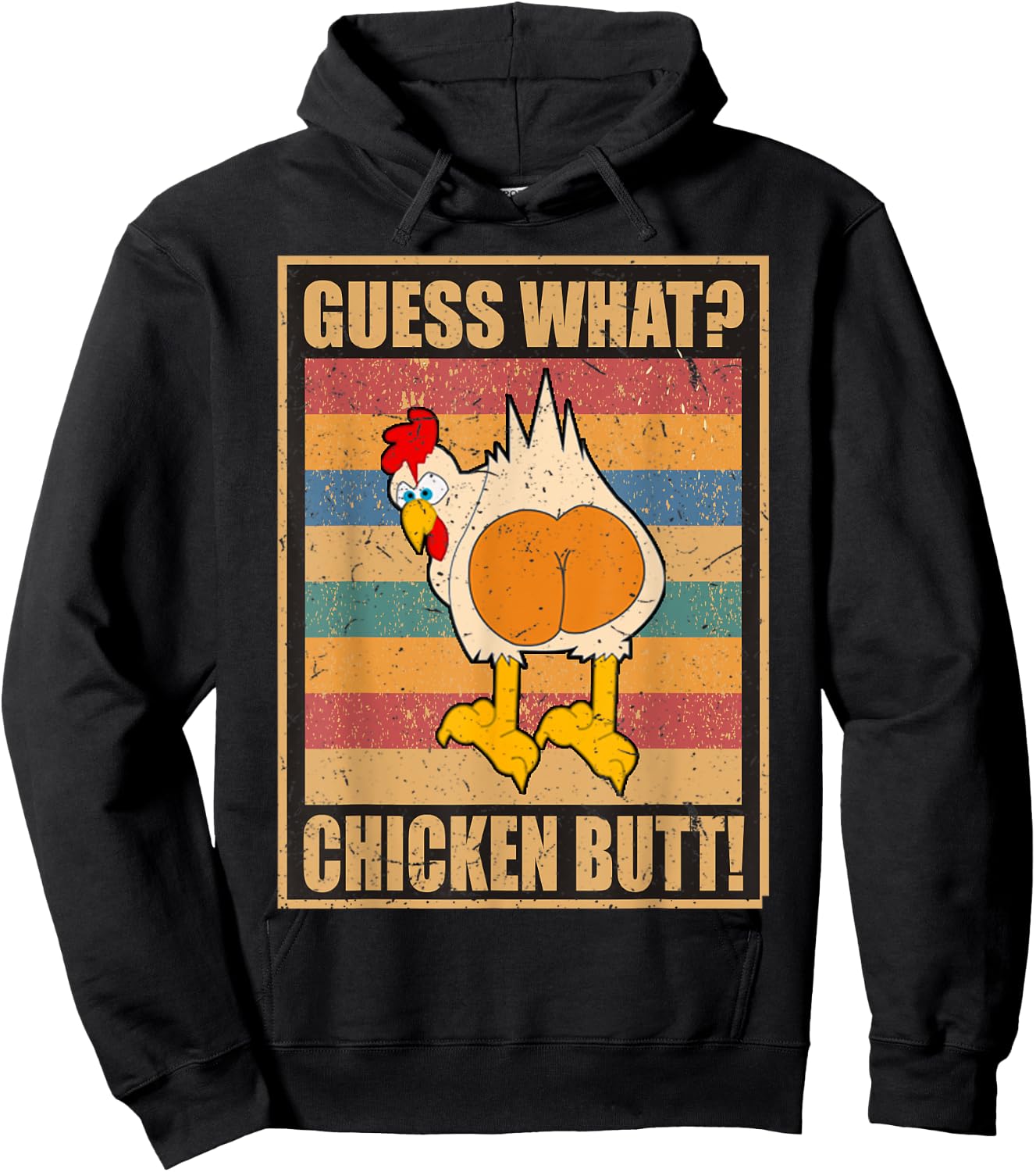 Guess What Chicken Butt Funny White Design Jokes Joking Gift Hoodie - Hoodie | Black