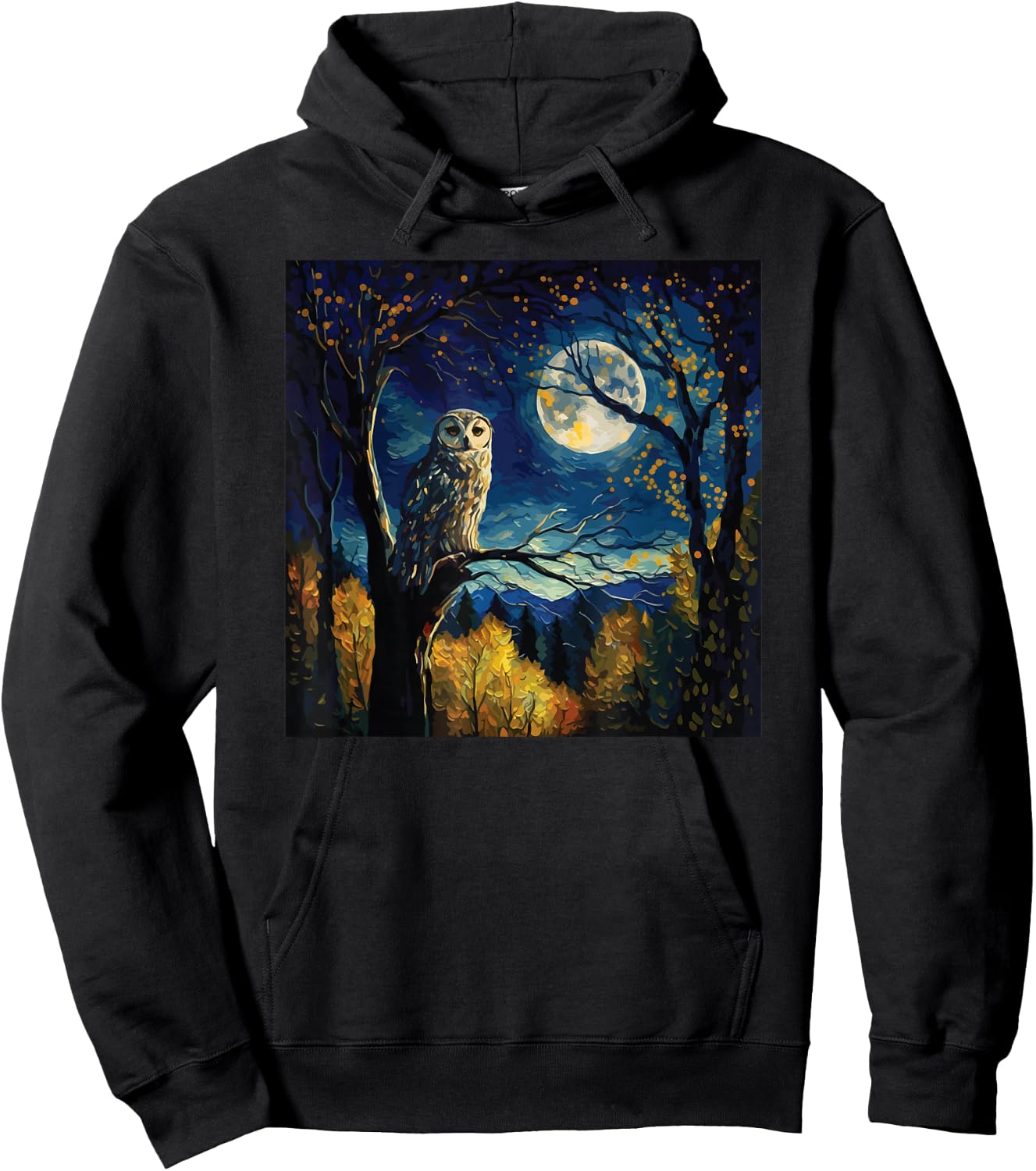Owl Moon Night Painting Art for Lover Birds Owls Hoodie - Hoodie | Black