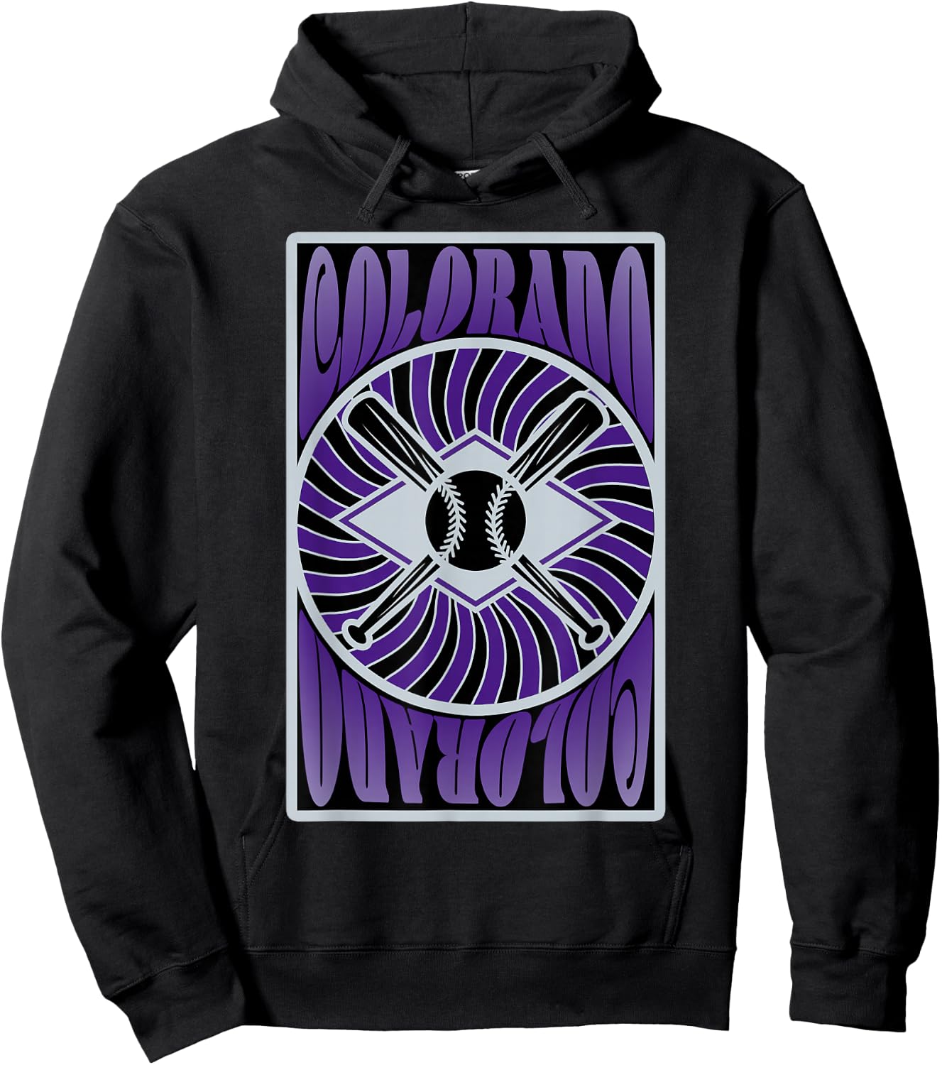 Colorado Baseball Hippie Graphic Design Hoodie - Hoodie | Black