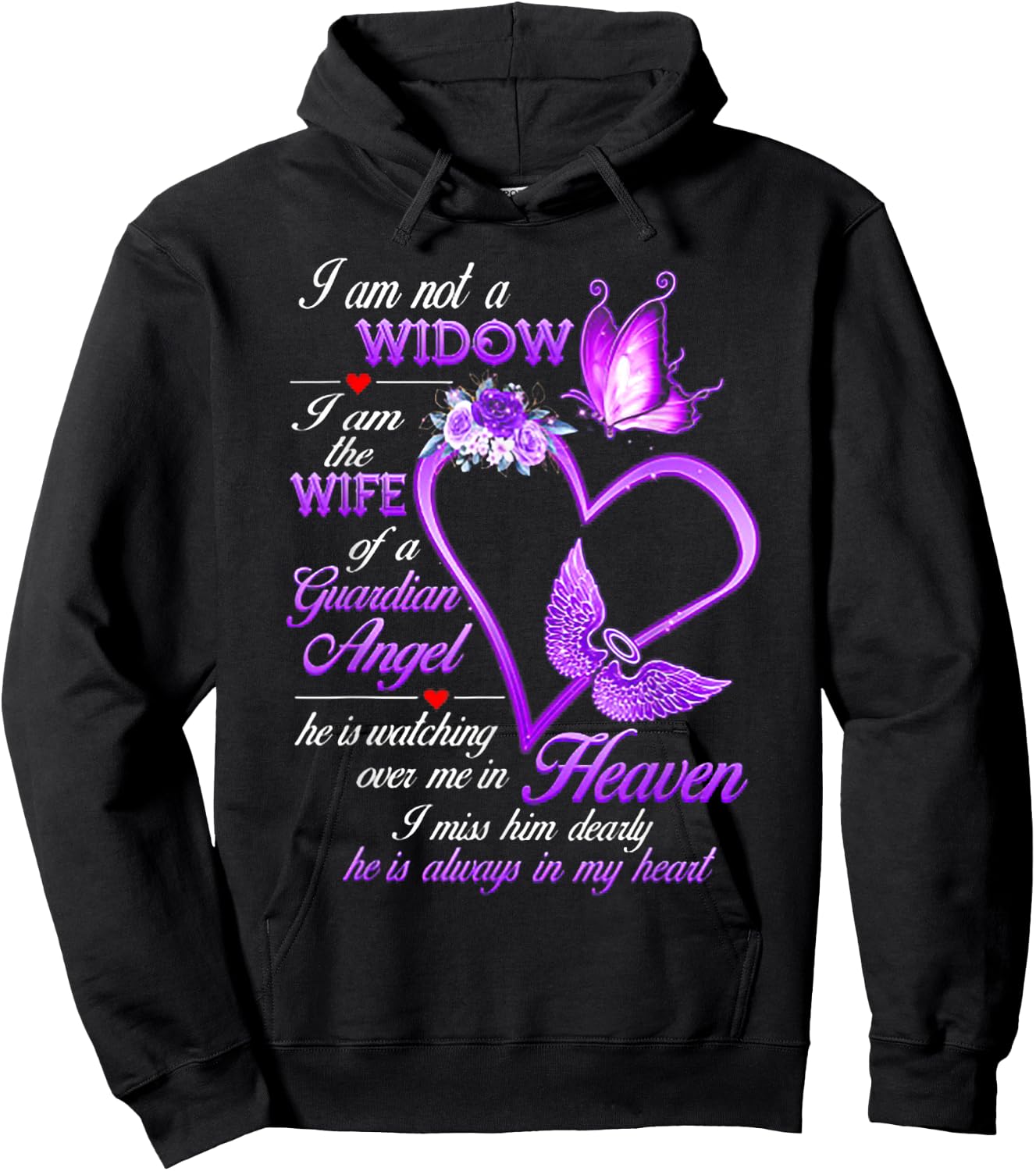 I Am Not A Widow I Am The Wife Of A Guardian Angel Butterfly Hoodie - Hoodie | Black