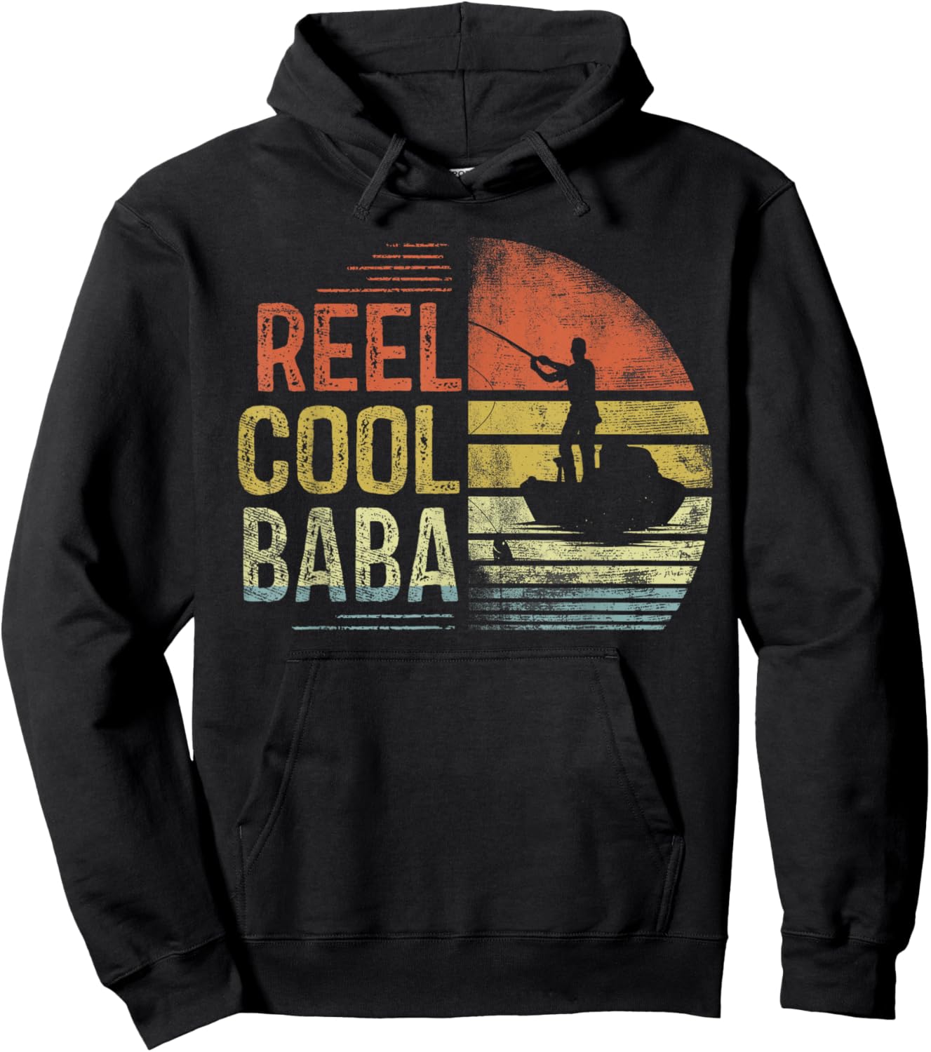 Reel Cool Baba Fishing Gifts Baba Birthday Vintage Hoodie - Hoodie | Black
