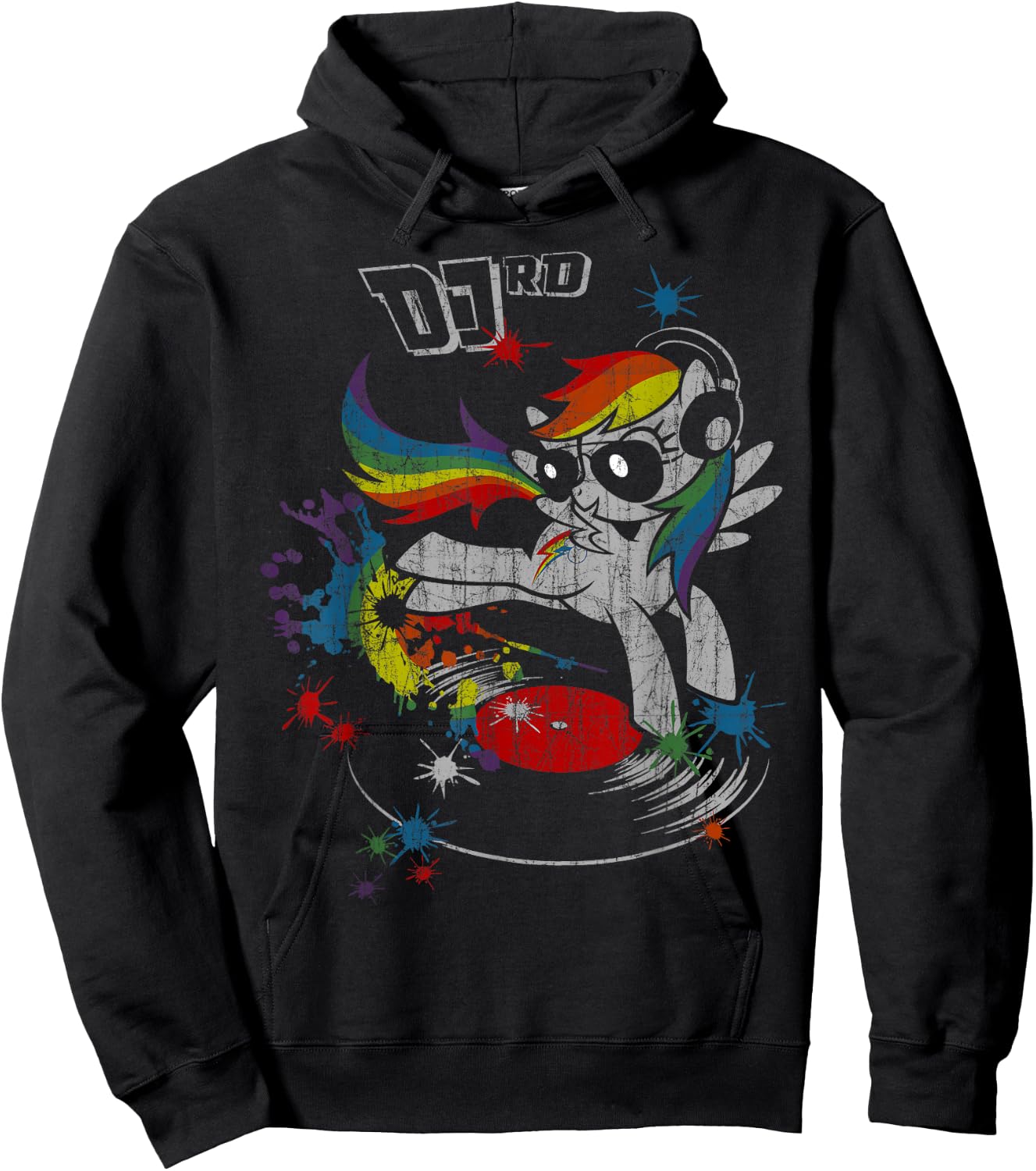 DJ RD Retro Rainbow Dash Fluttershy Rarity Hoodie - Hoodie | Black