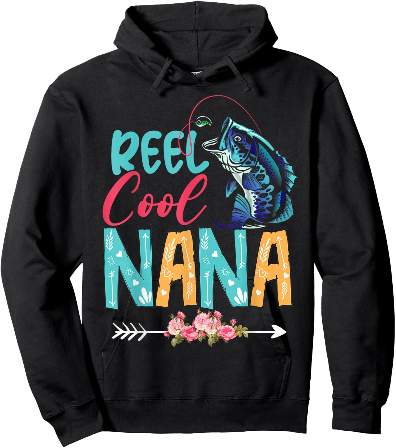 Funny Fishing Lover Happy Mother's Day Matching Proud Nana Hoodie - Hoodie | Black