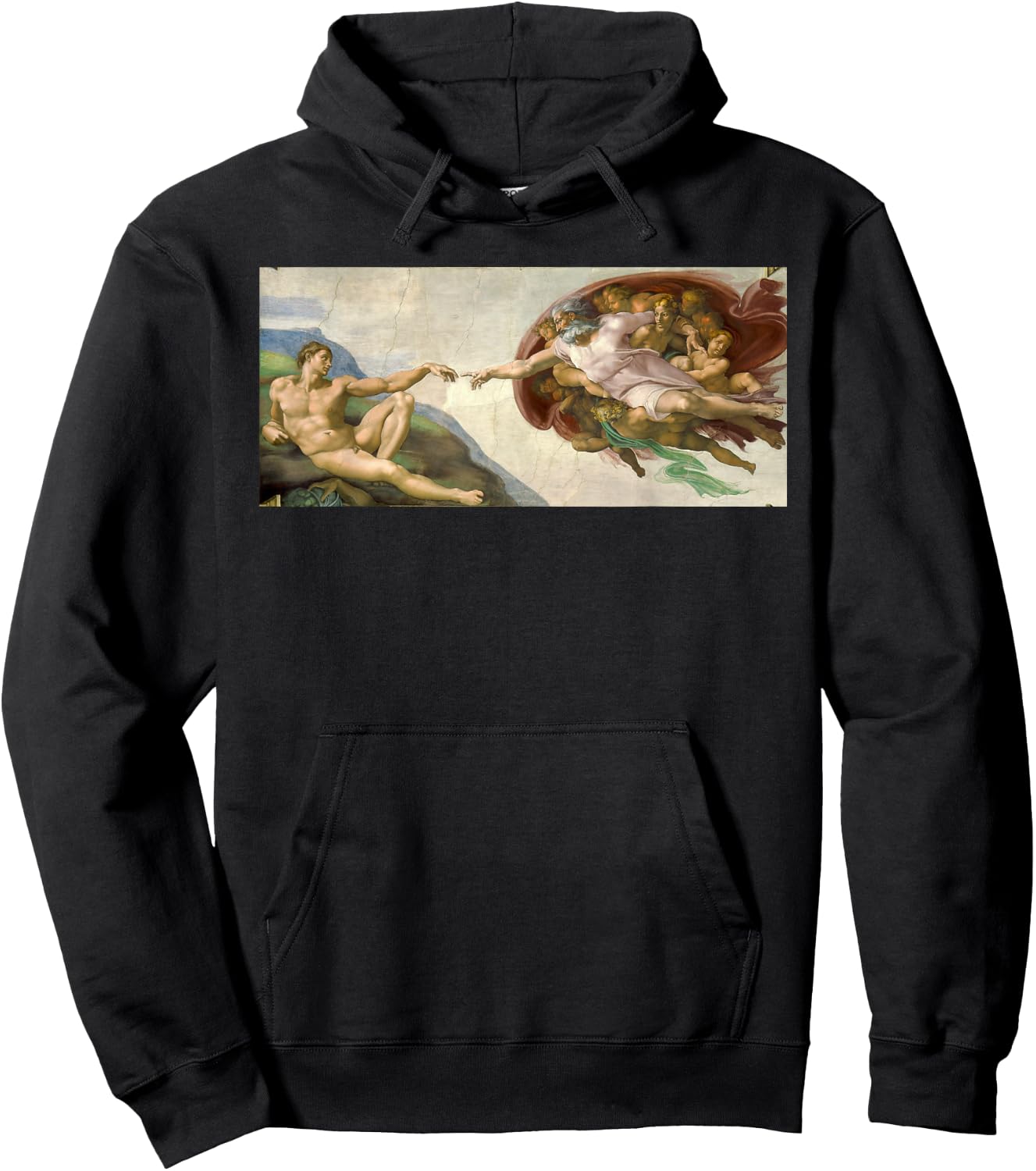 Michelangelo Creation of Adam Art Classic Painting Hoodie - Hoodie | Black