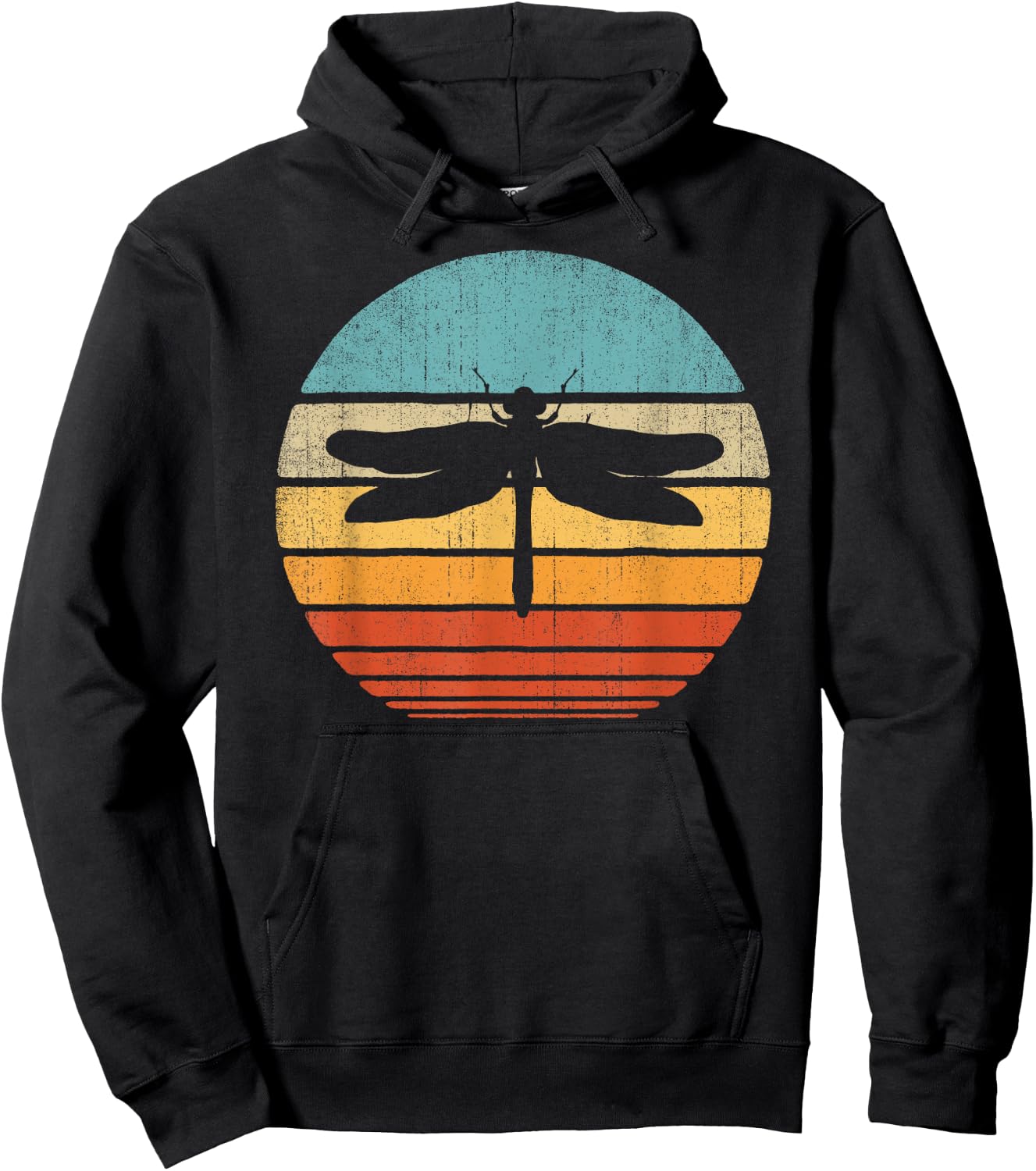 Dragonfly Retro Vintage 60s 70s Sunset Bug Insect Men Women Hoodie - Hoodie | Black