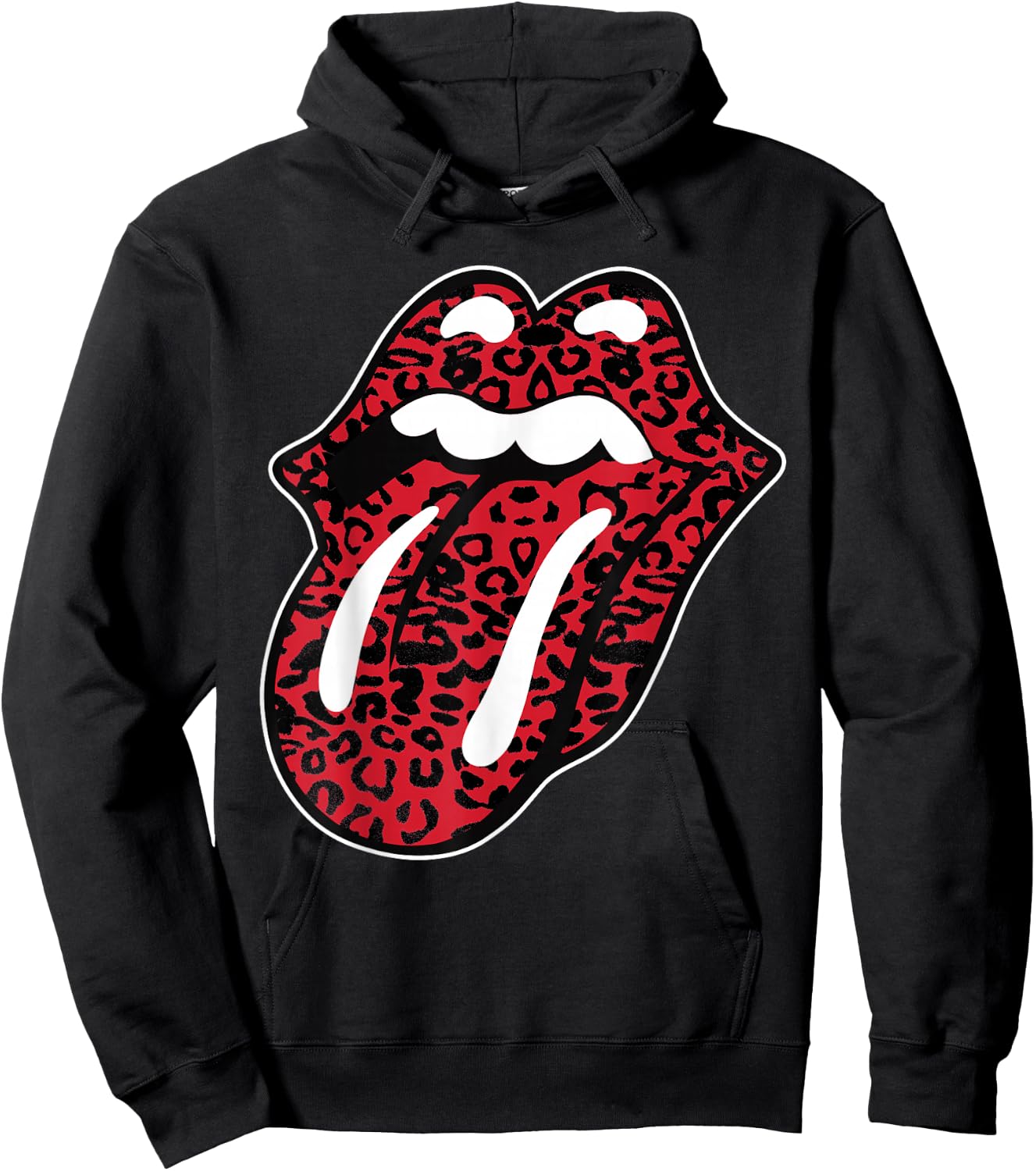 Official Rolling Stones Leopard Tongue Hoodie - Hoodie | Black