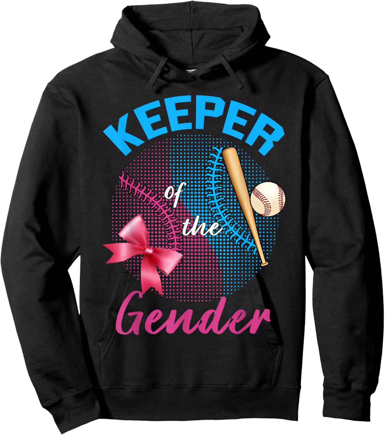 Keeper of the Gender Baseball or Bows Gender Reveal Party Hoodie - Hoodie | Black