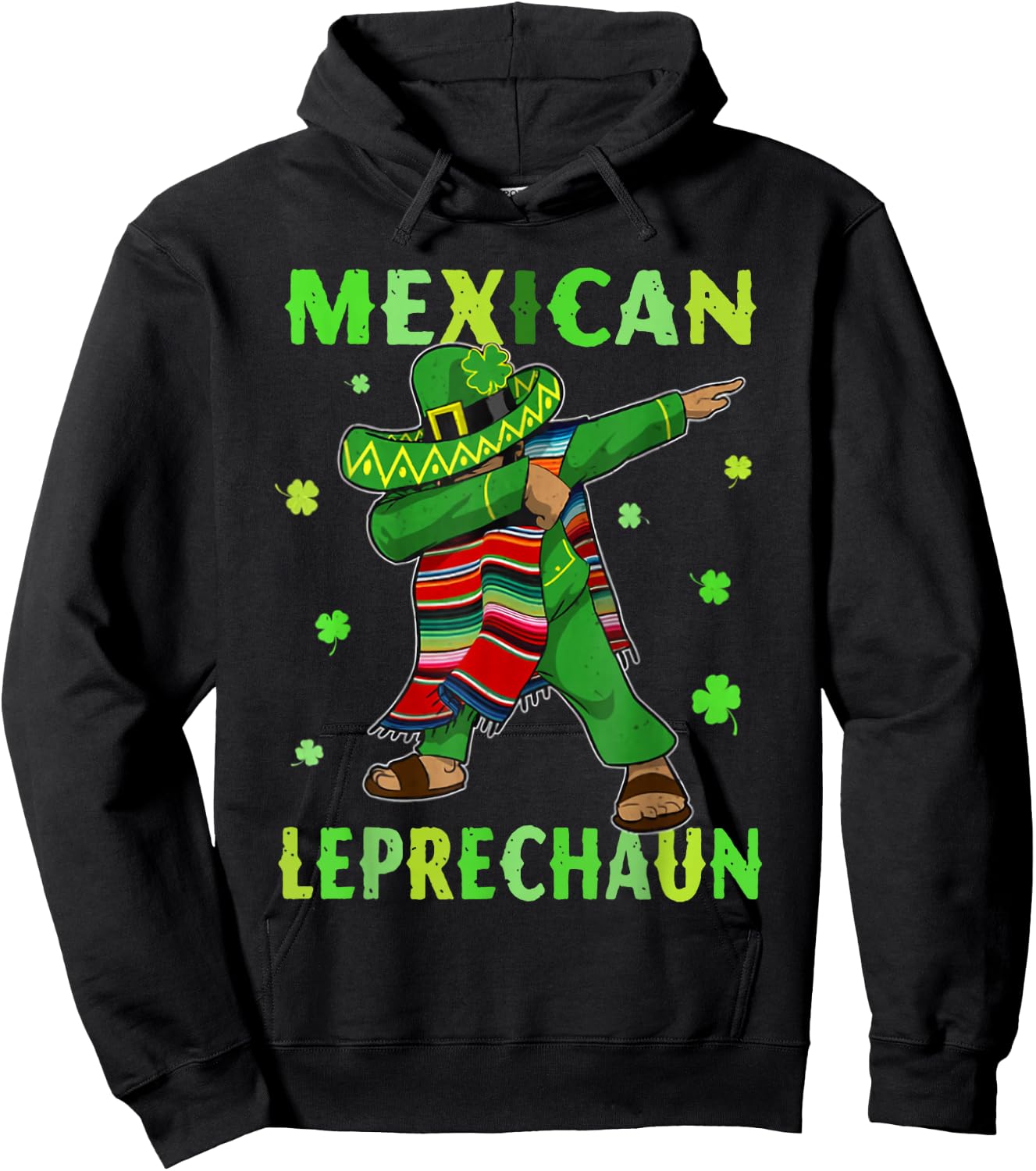 Funny Mexican Leprechaun Dabbing Mexico St Patricks Day Hoodie - Hoodie | Black