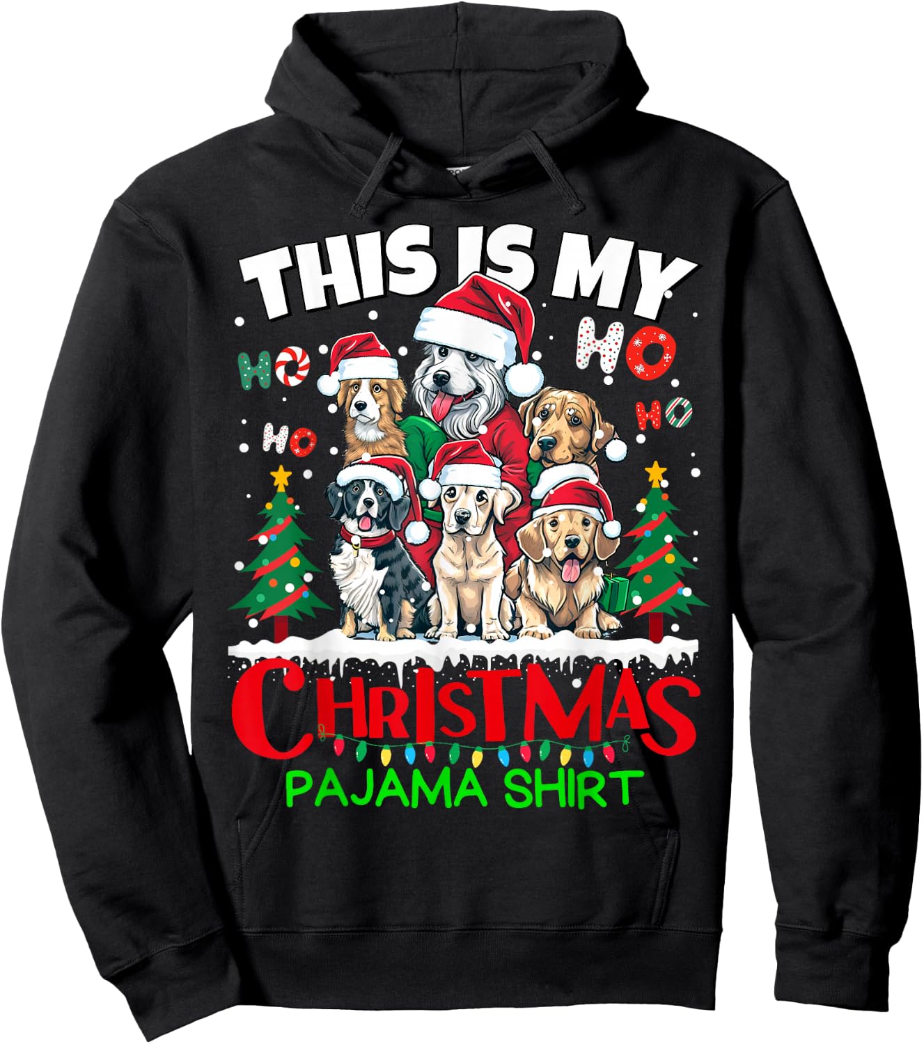 This is my Christmas Pajama shirt Puppy Dogs Santa for Kids Hoodie - Hoodie | Black