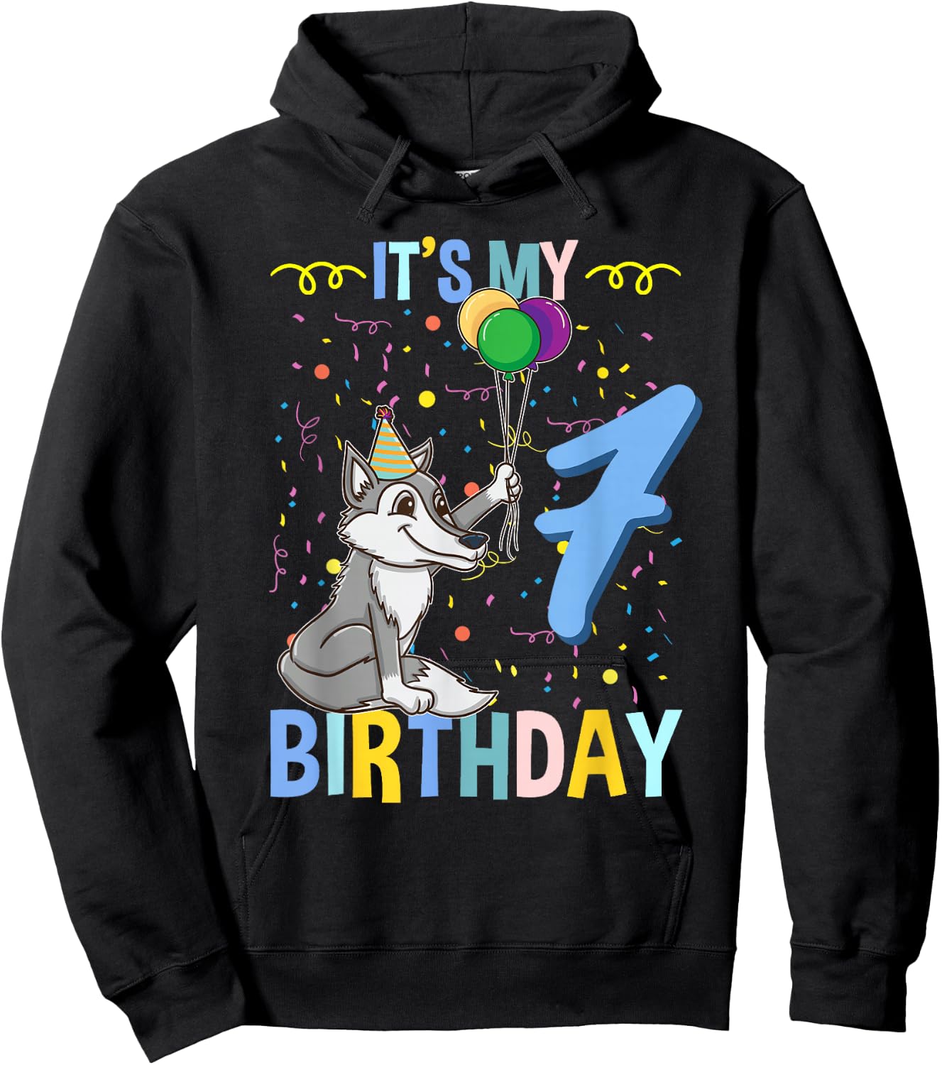 Its My 7th Birthday Wolf Lover Hoodie - Hoodie | Black