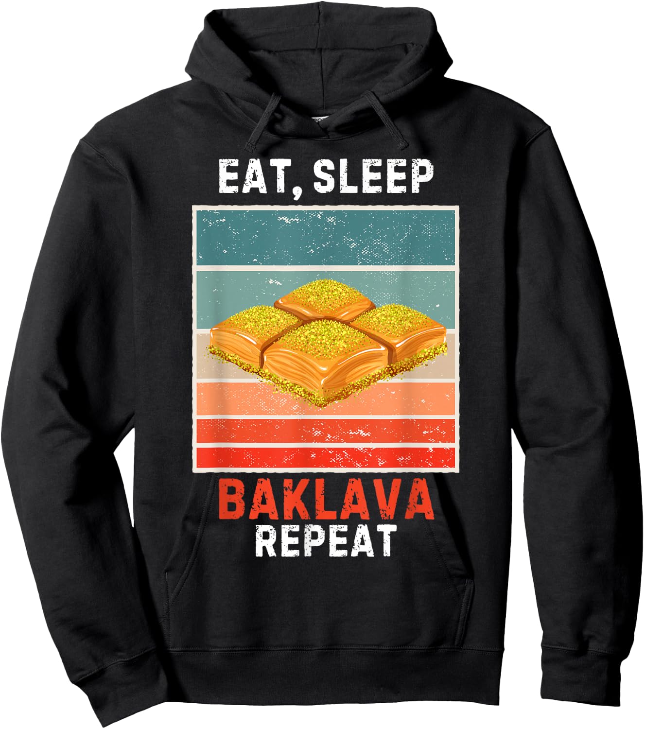 Retro Eat, Sleep Baklava Repeat Vintage Baklava Lover Hoodie - Hoodie | Black