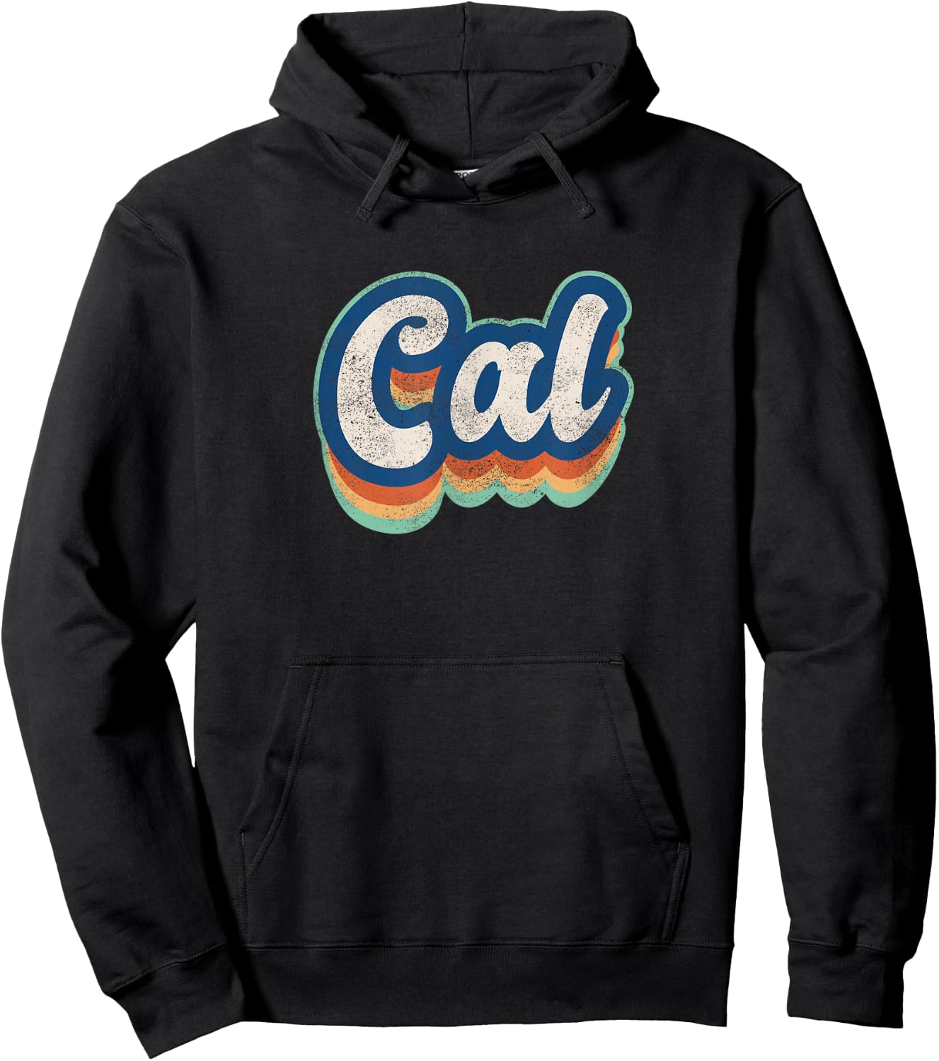 Cal First Name Boy Vintage Style 70s 80s Personalized Hoodie - Hoodie | Black