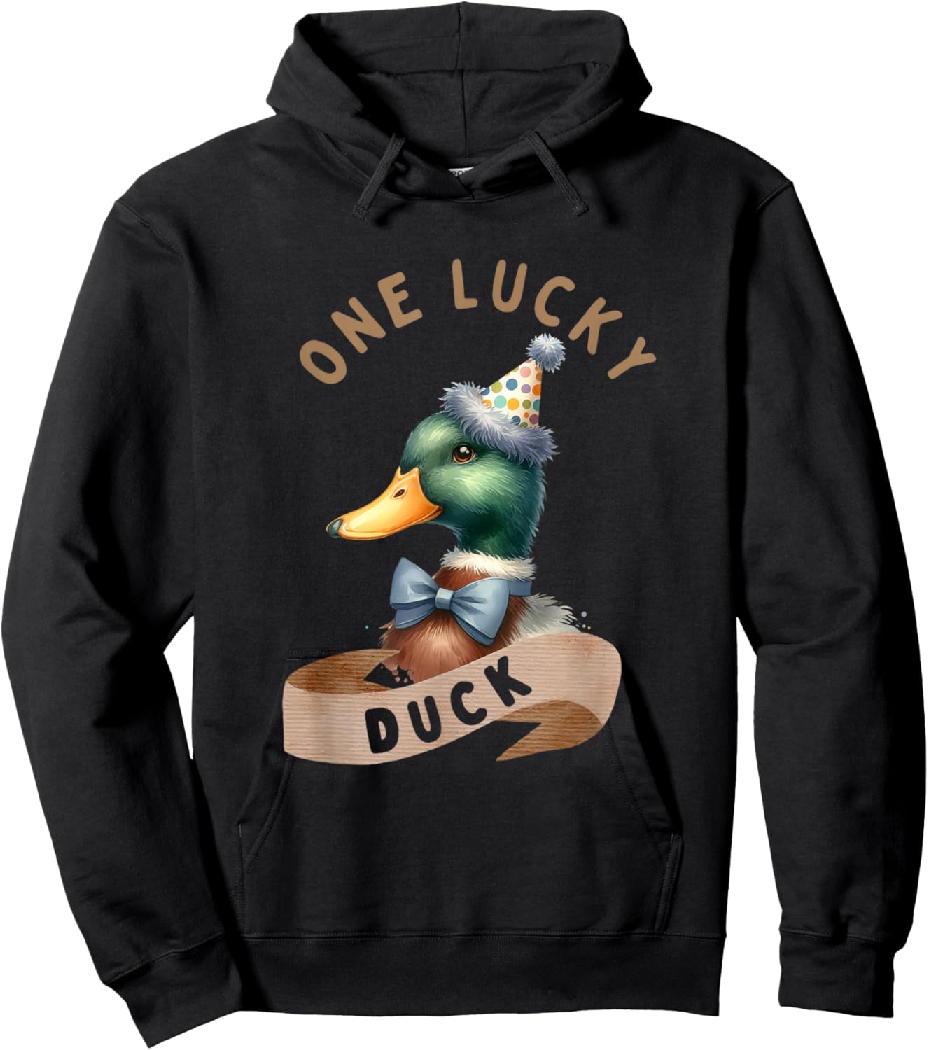 One Lucky Duck 1st Birthday 1 Years Old Poultry Mallard Duck Hoodie - Hoodie | Black