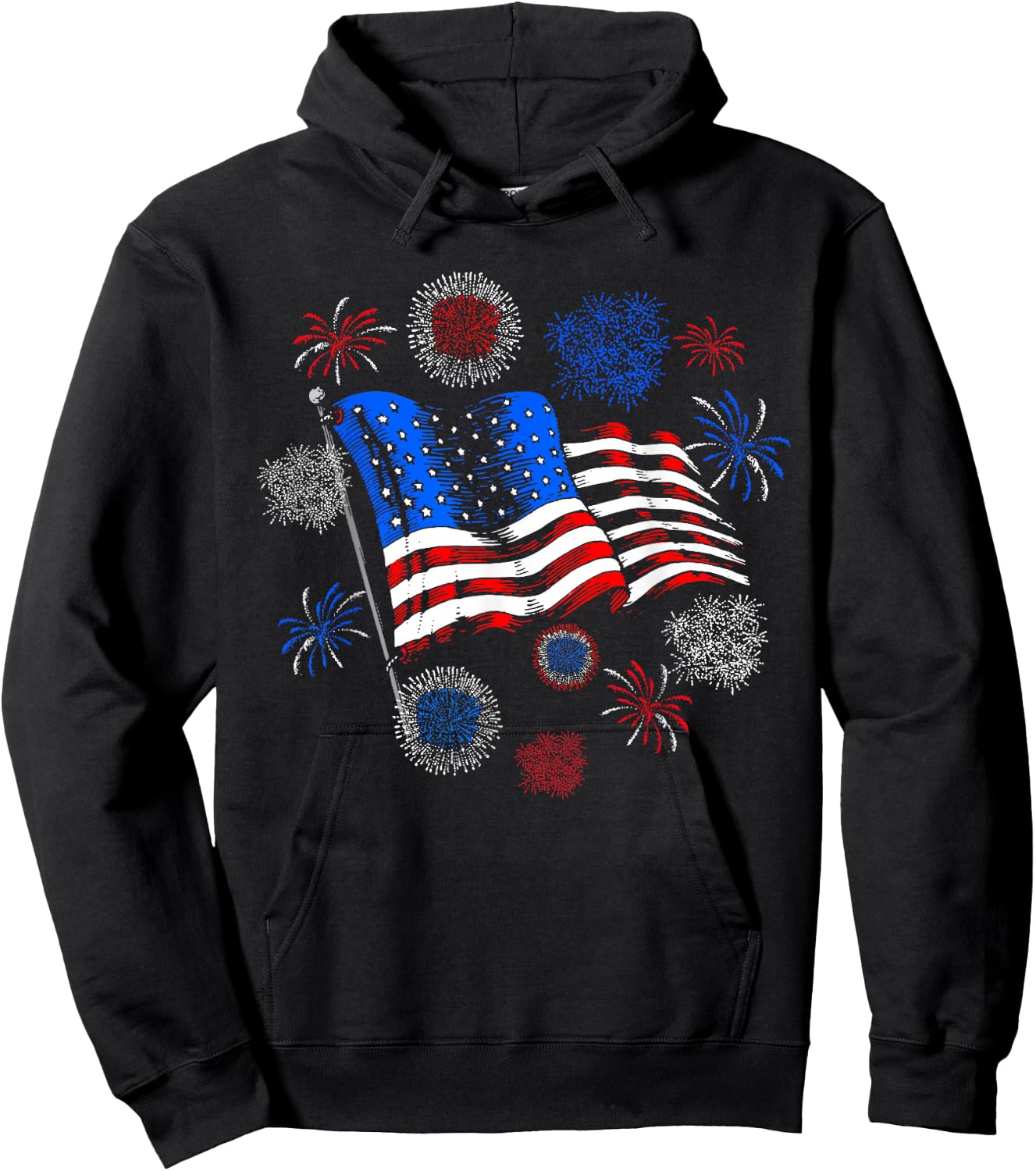 Fireworks 4th of July American Flag Patriotic Sparklers Hoodie - Hoodie | Black