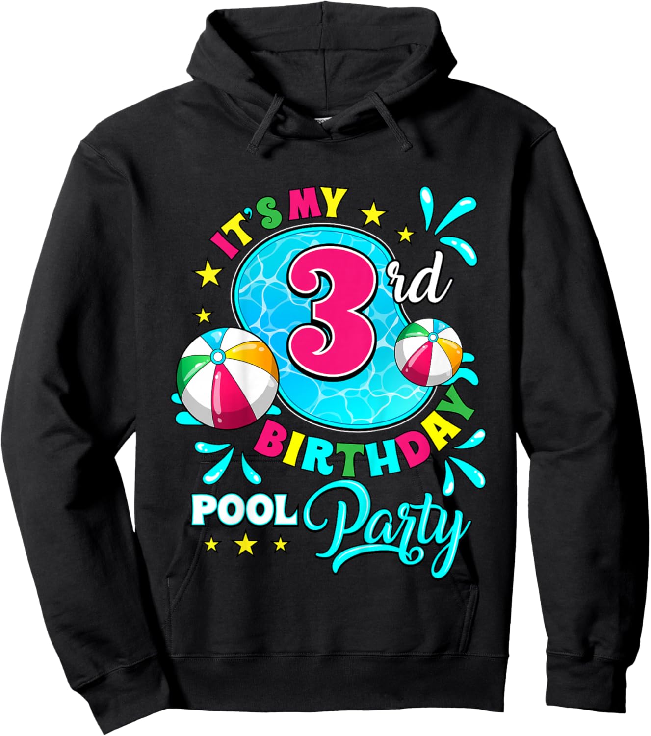 It's My 3rd Birthday Pool Party 3 Years Old Hoodie - Hoodie | Black