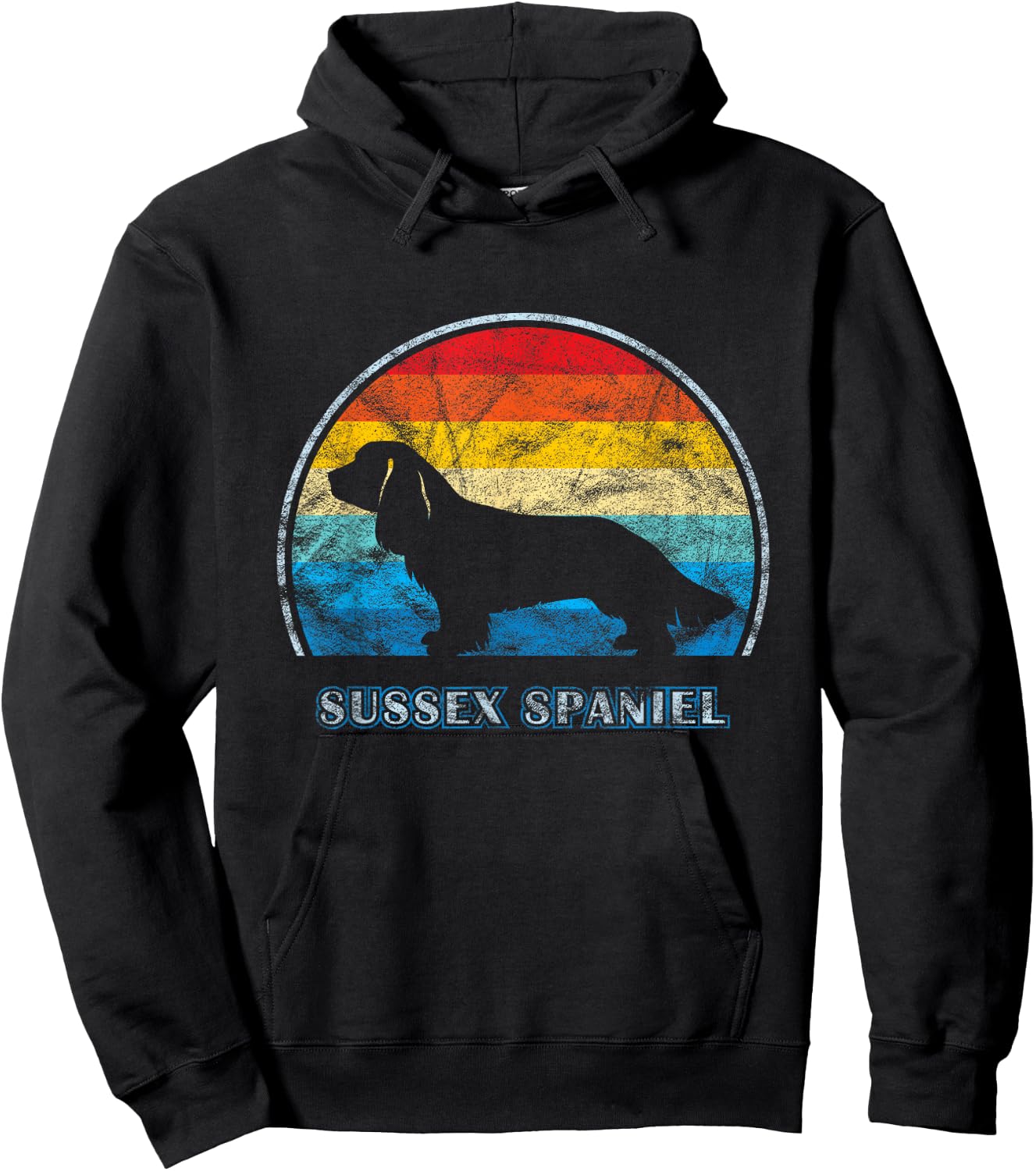 Sussex Spaniel Vintage Design Dog Hoodie - Hoodie | Black
