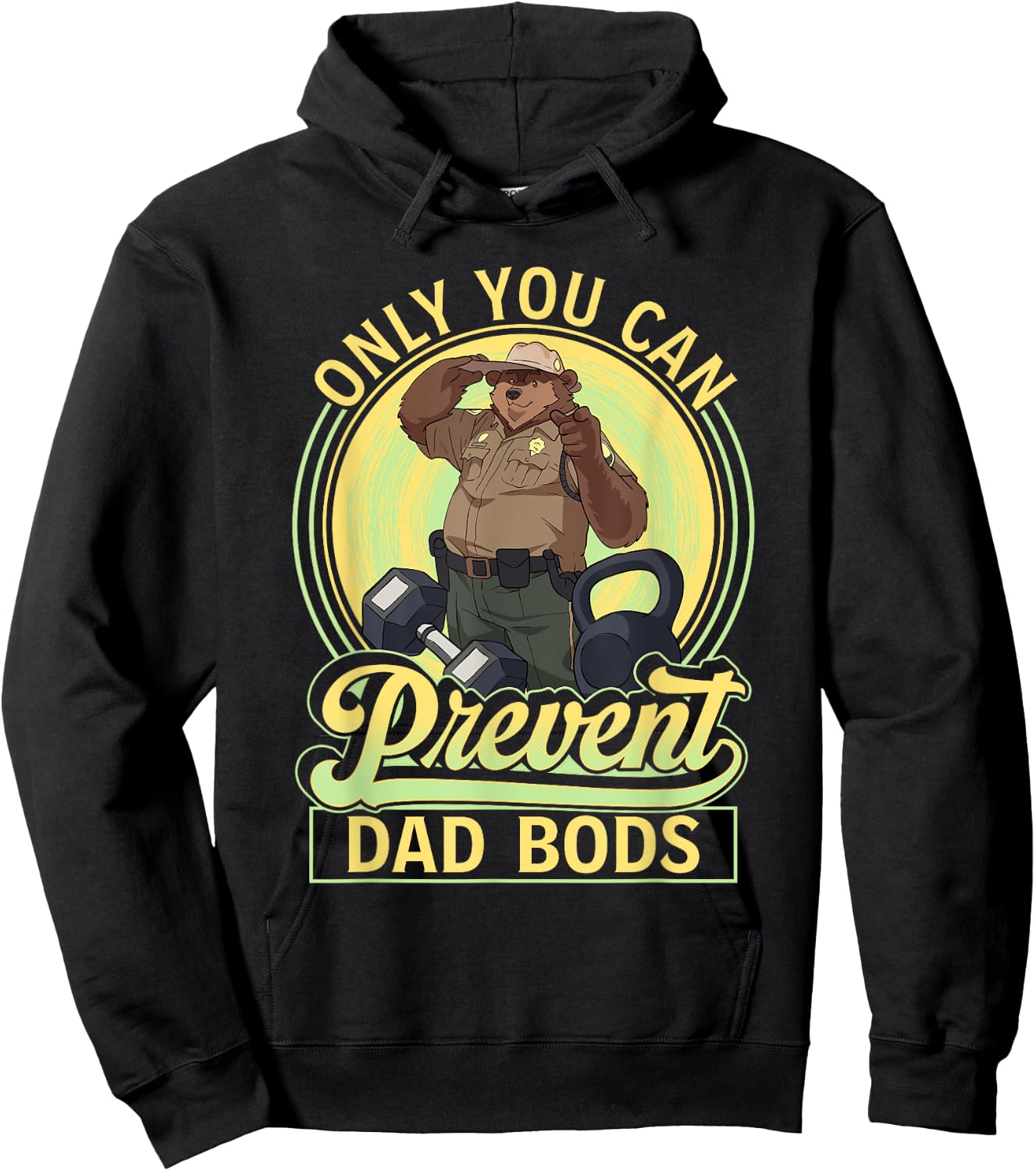 Only You Can Prevent Dad Bods Funny Bear Father Figure Men Hoodie - Hoodie | Black