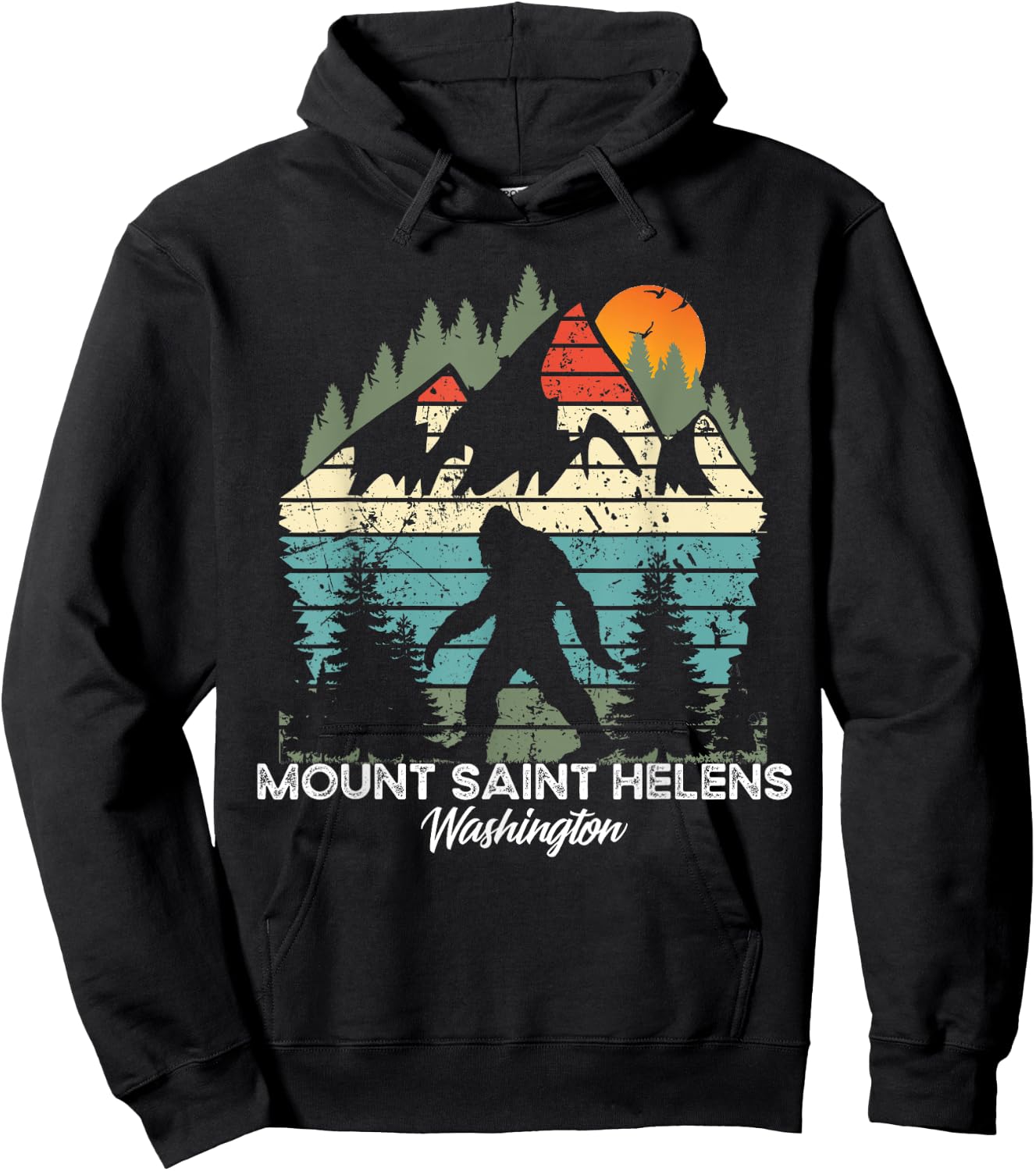 Mount Saint Helens Washington National Park Retro 80's Hoodie - Hoodie | Black