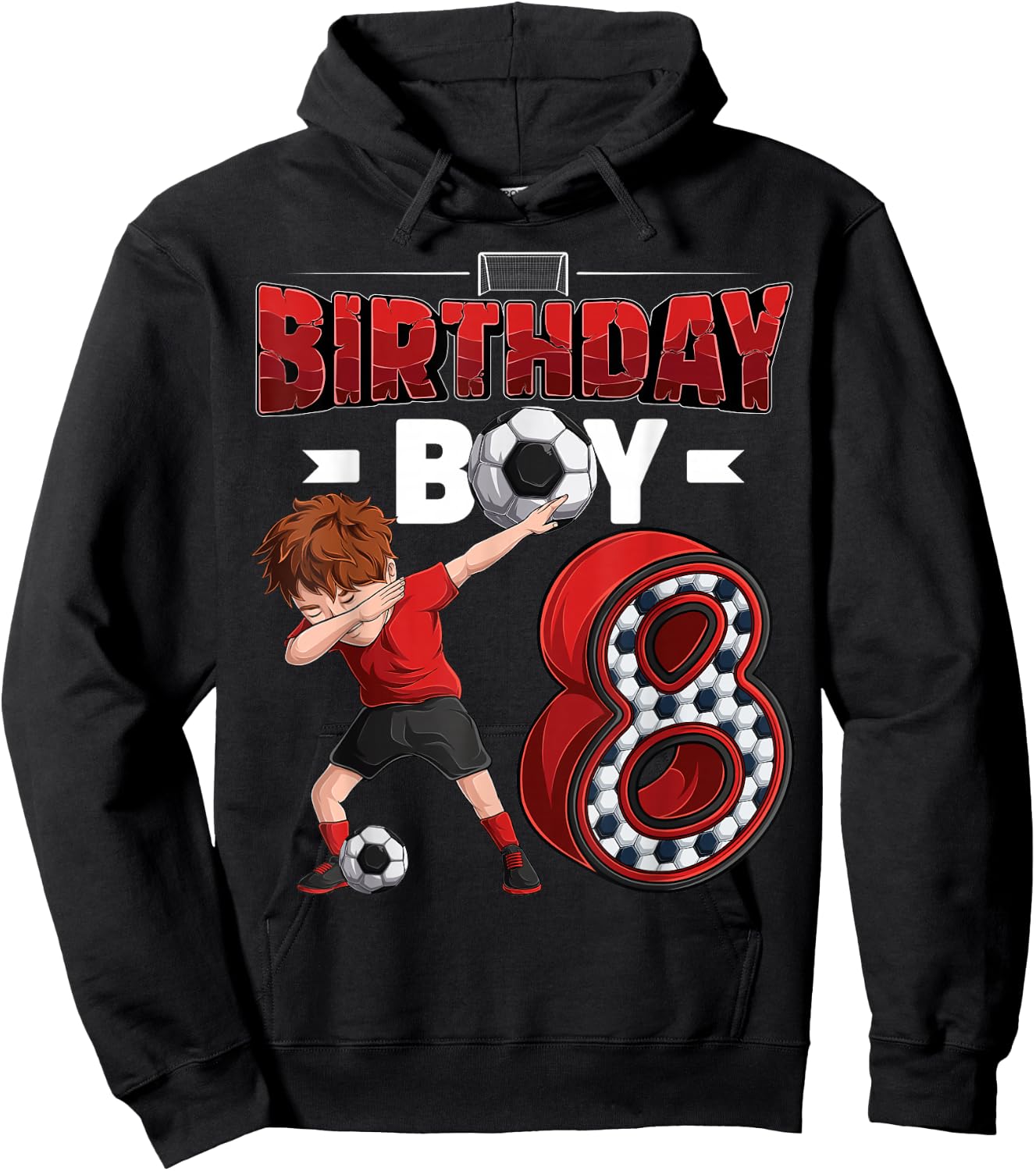 dabbing boy 8 year old Soccer Player 8th birthday party Hoodie - Hoodie | Black