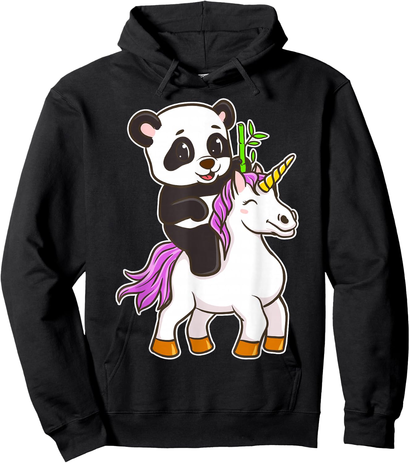 Panda Riding Unicorn Cute Magical Animals Hoodie - Hoodie | Black