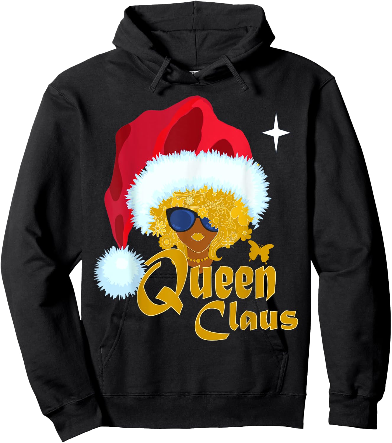 Queen Santa African American Christmas Melanin Hoodie - Hoodie | Black
