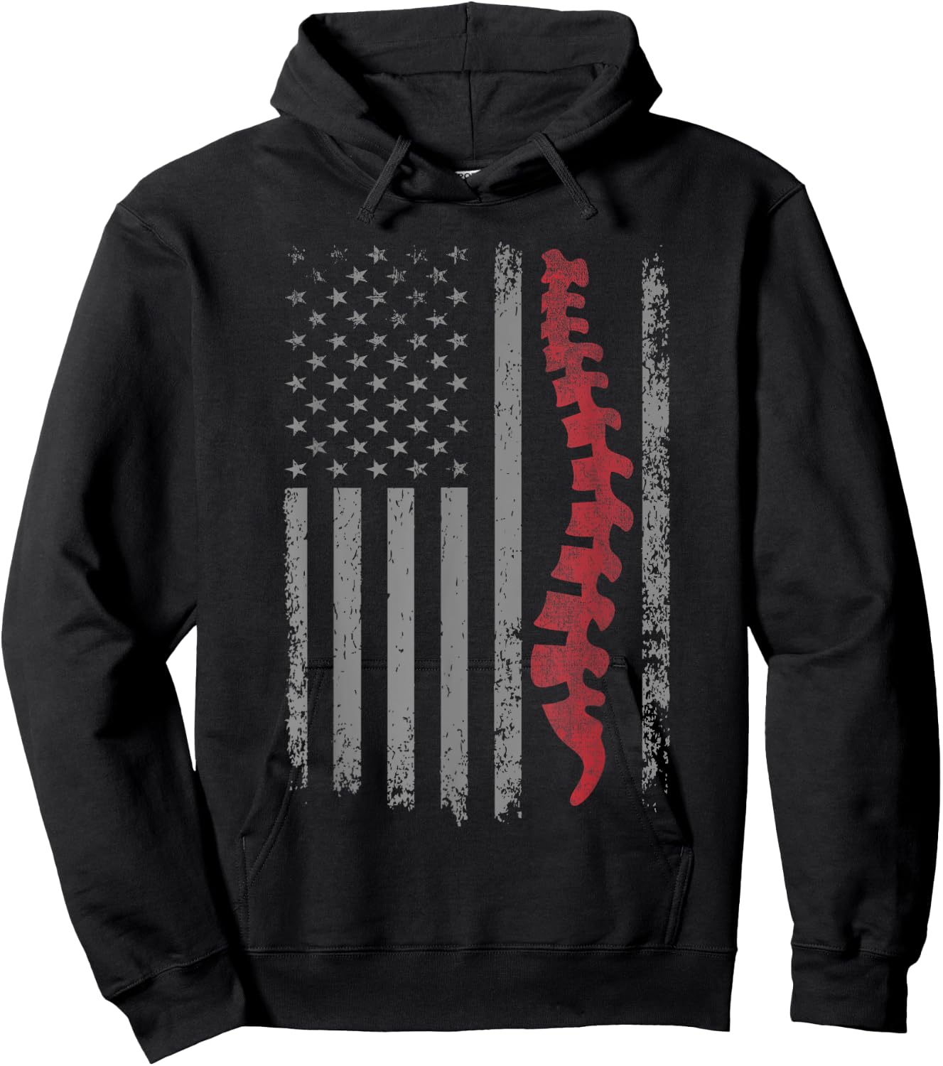 Vintage Distressed Spine Use Flag. Orthopedic Spine Nurse Hoodie - Hoodie | Black