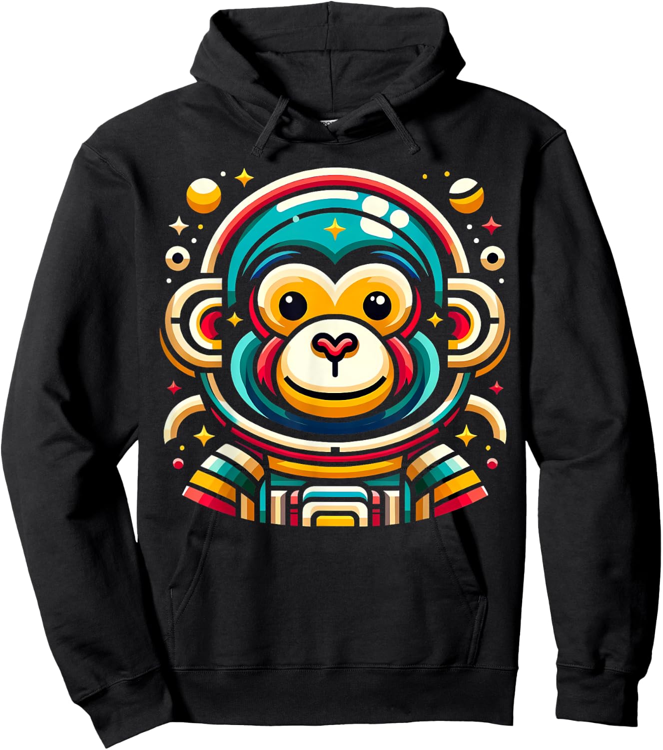Monkey Astronaut Funny Colorful Space Animal Lover Black Hoodie - Hoodie | Black