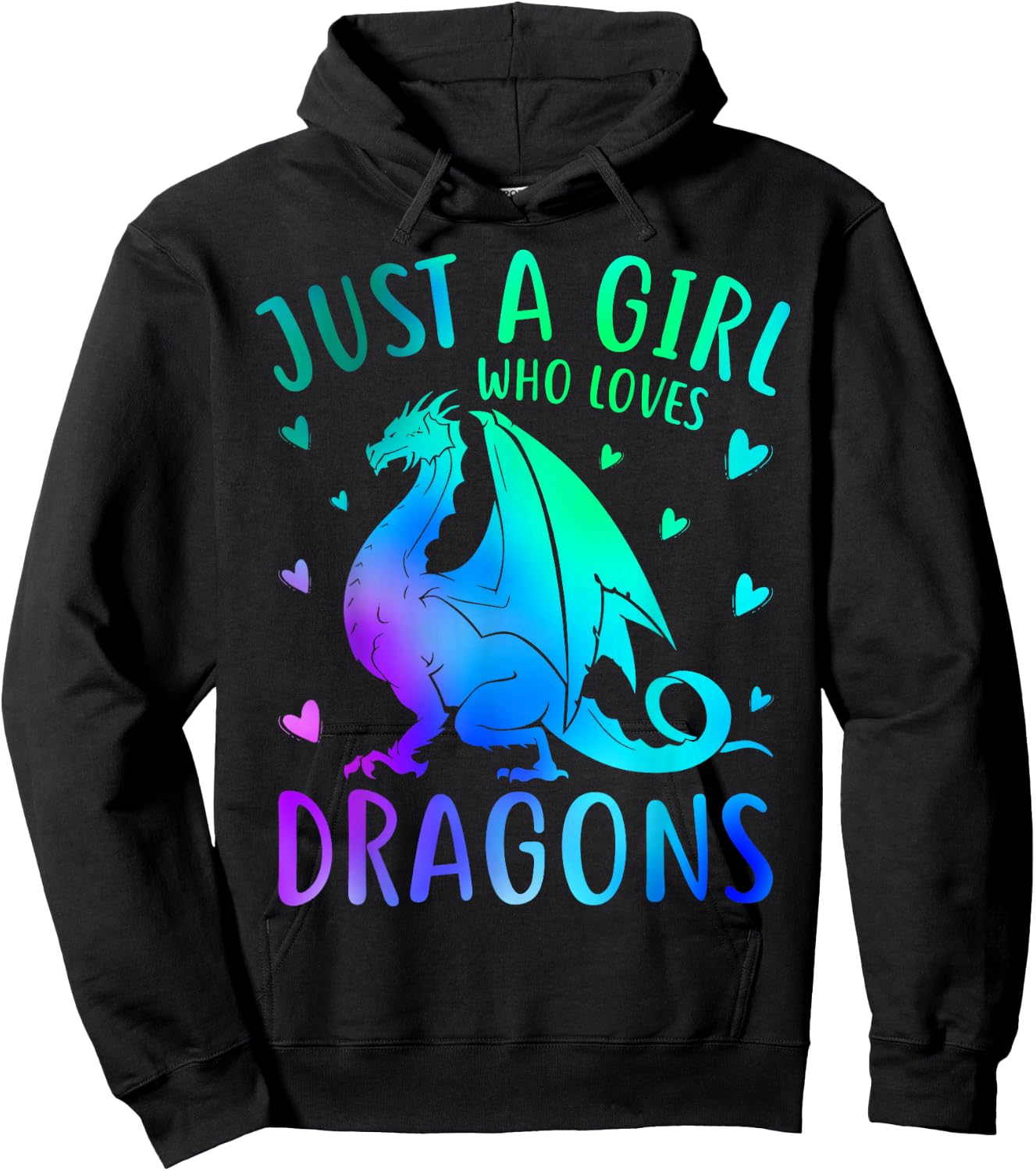 Cute Just A Girl Who Loves Dragons Women and Girls Hoodie - Hoodie | Black