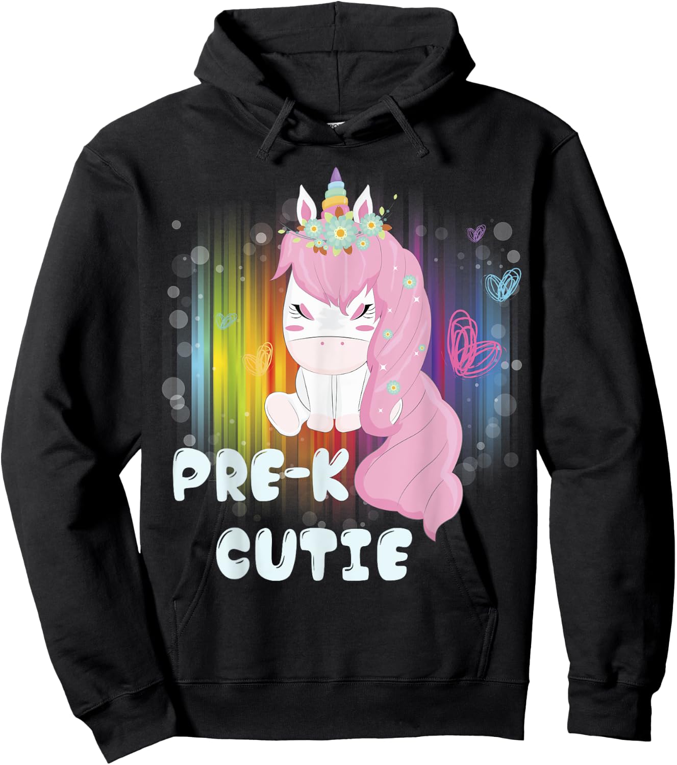 First Day of PreSchool Unicorn Back to School Girls Kids Hoodie - Hoodie | Black